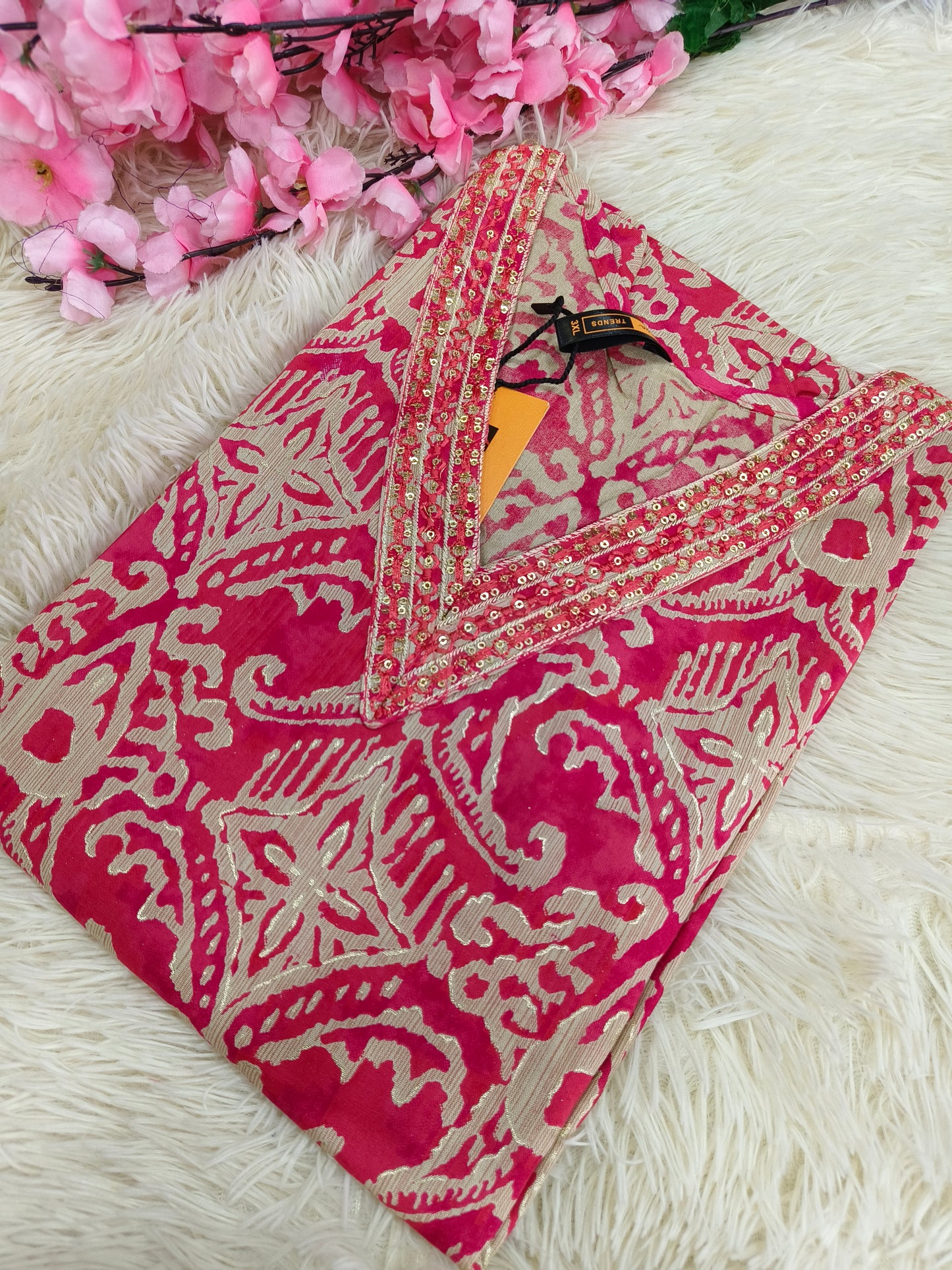 Pink Royan side cut kurti