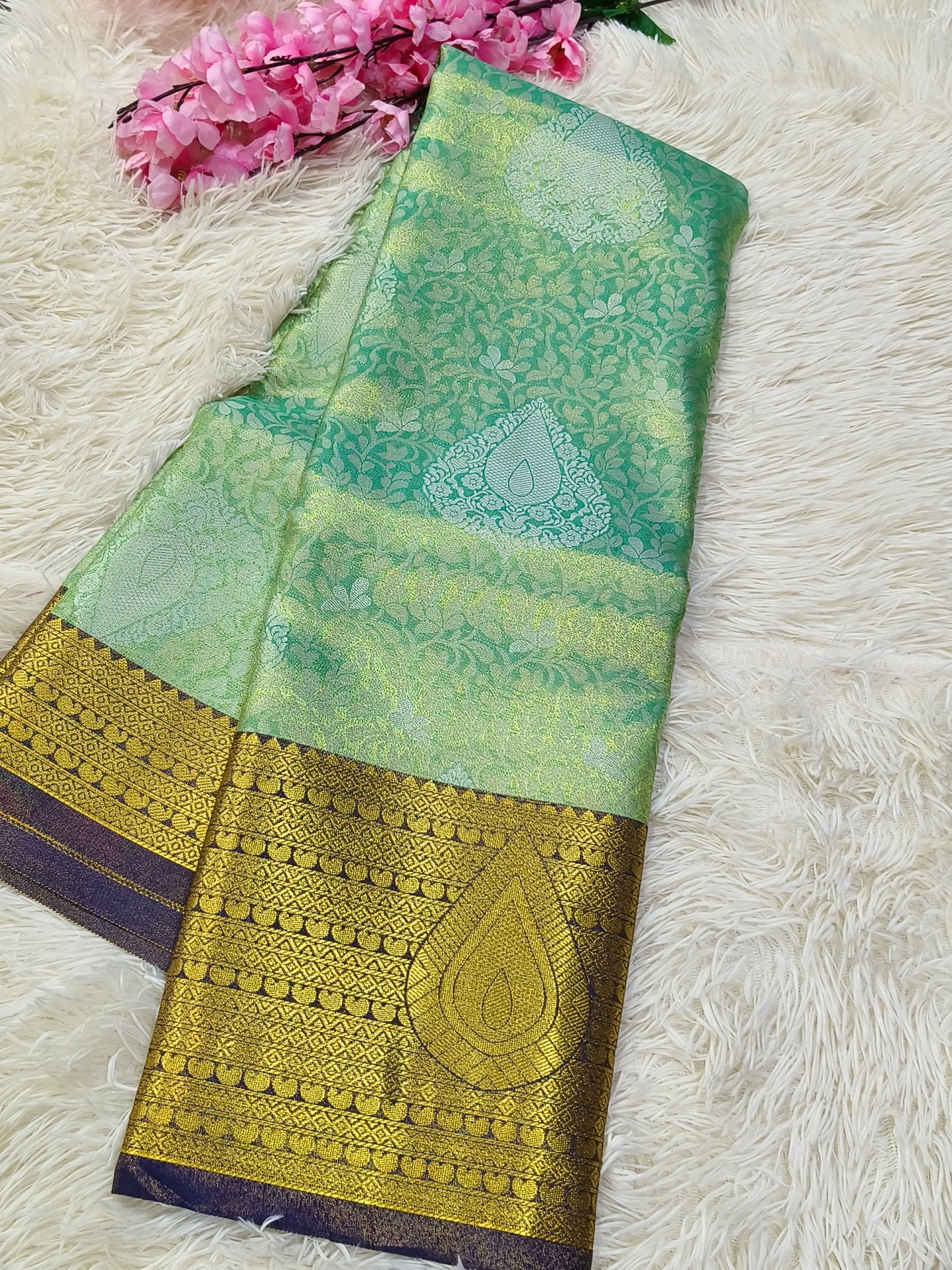 Green soft semi silk saree