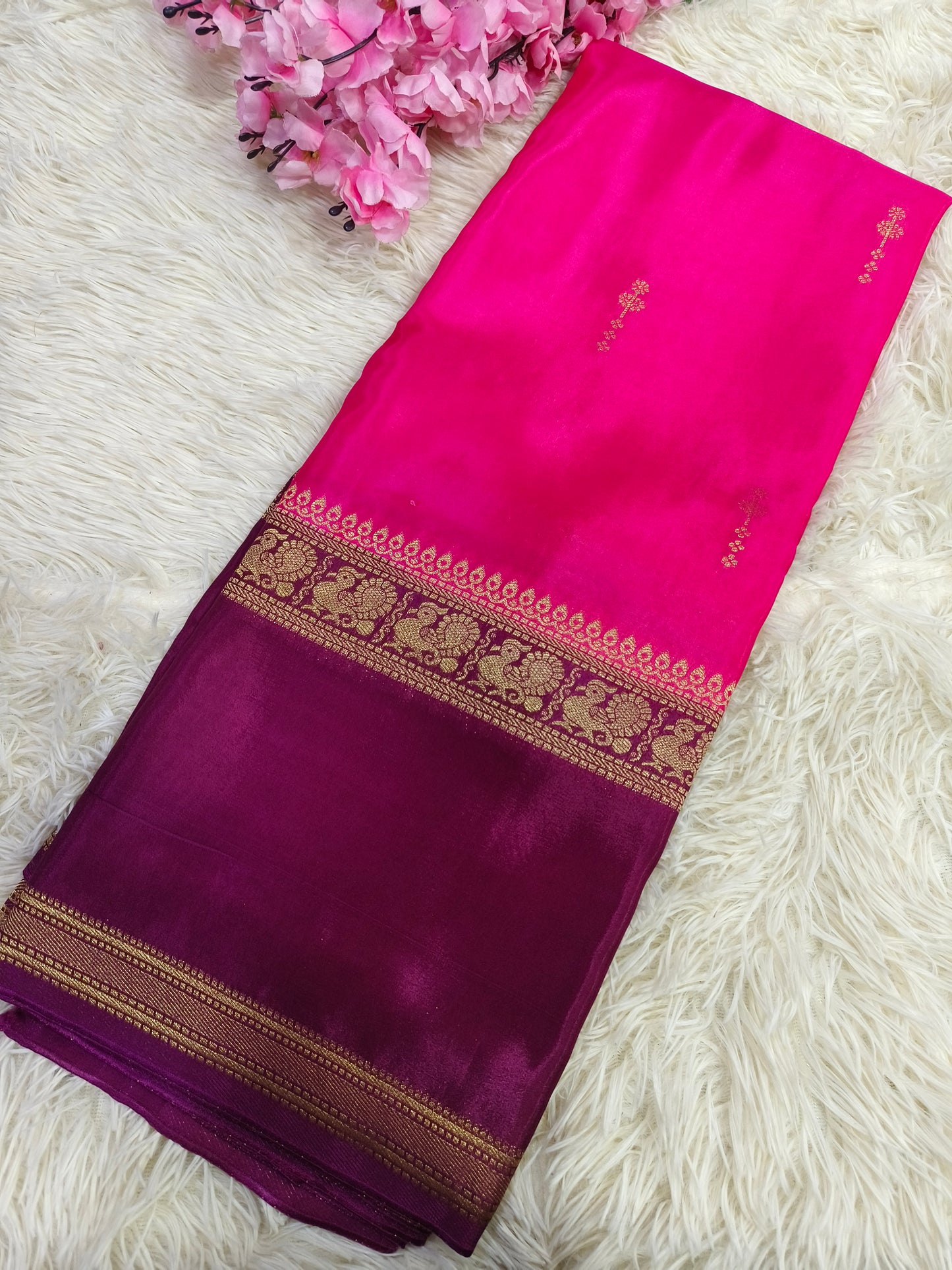 Pink With Wine Munga silk saree