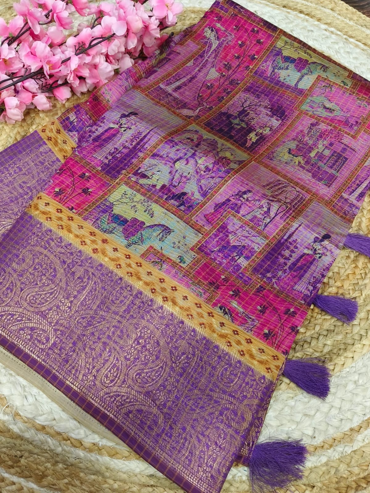 Purple heritage silk saree