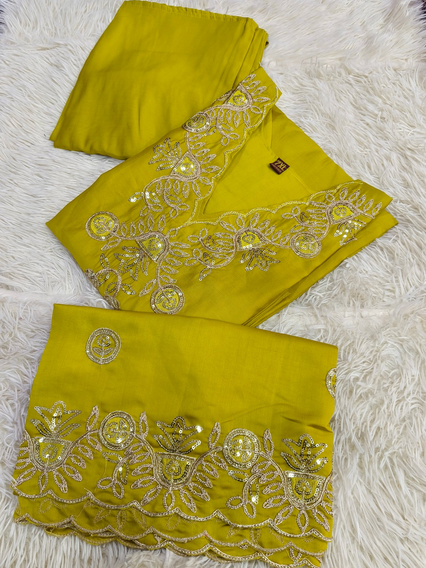 Yellow designer straight cut Suit