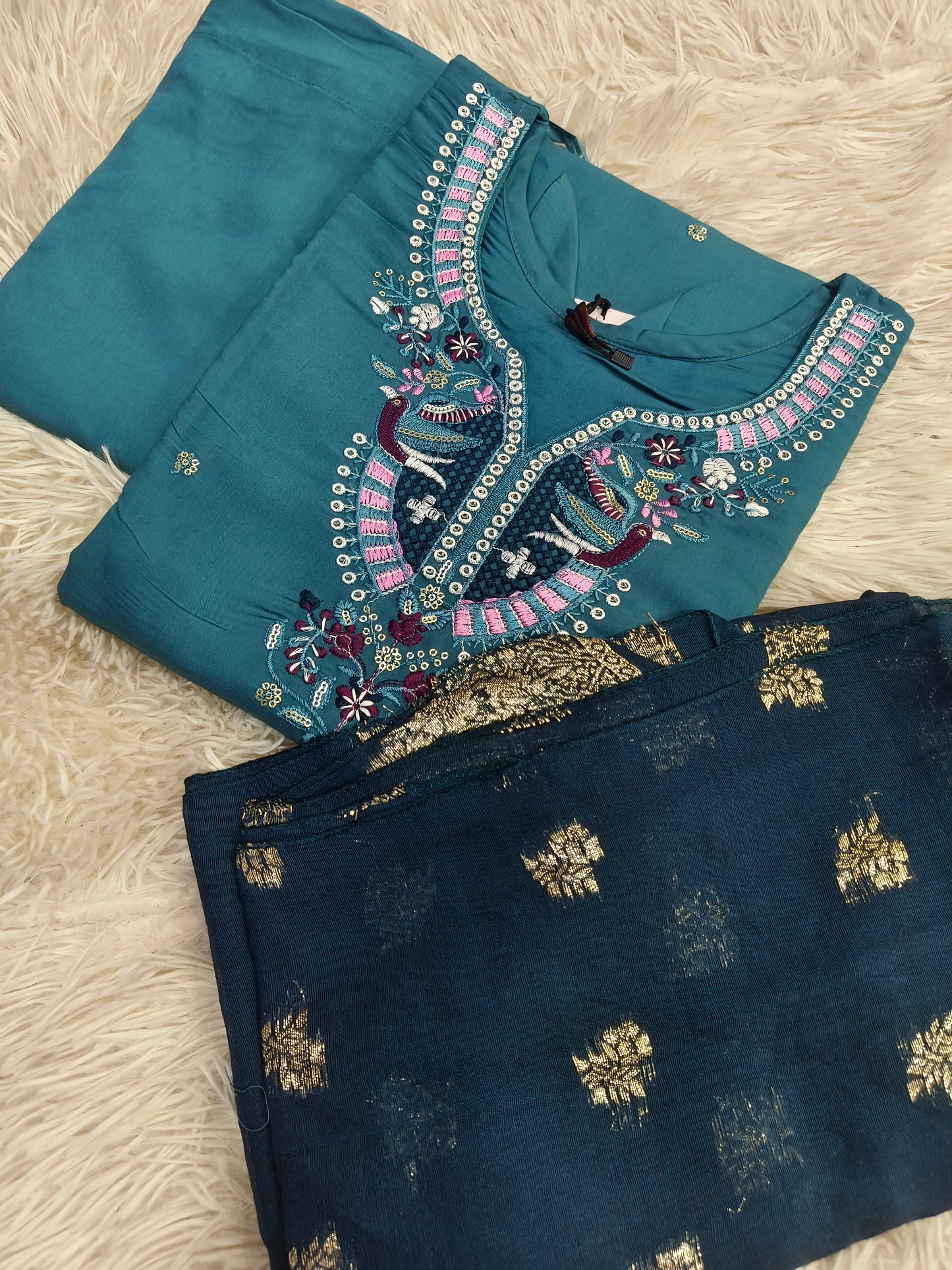 Blue designer straight cut Suit