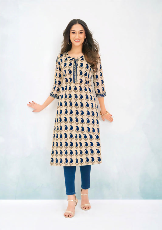 Cream Pure cotton Kurti