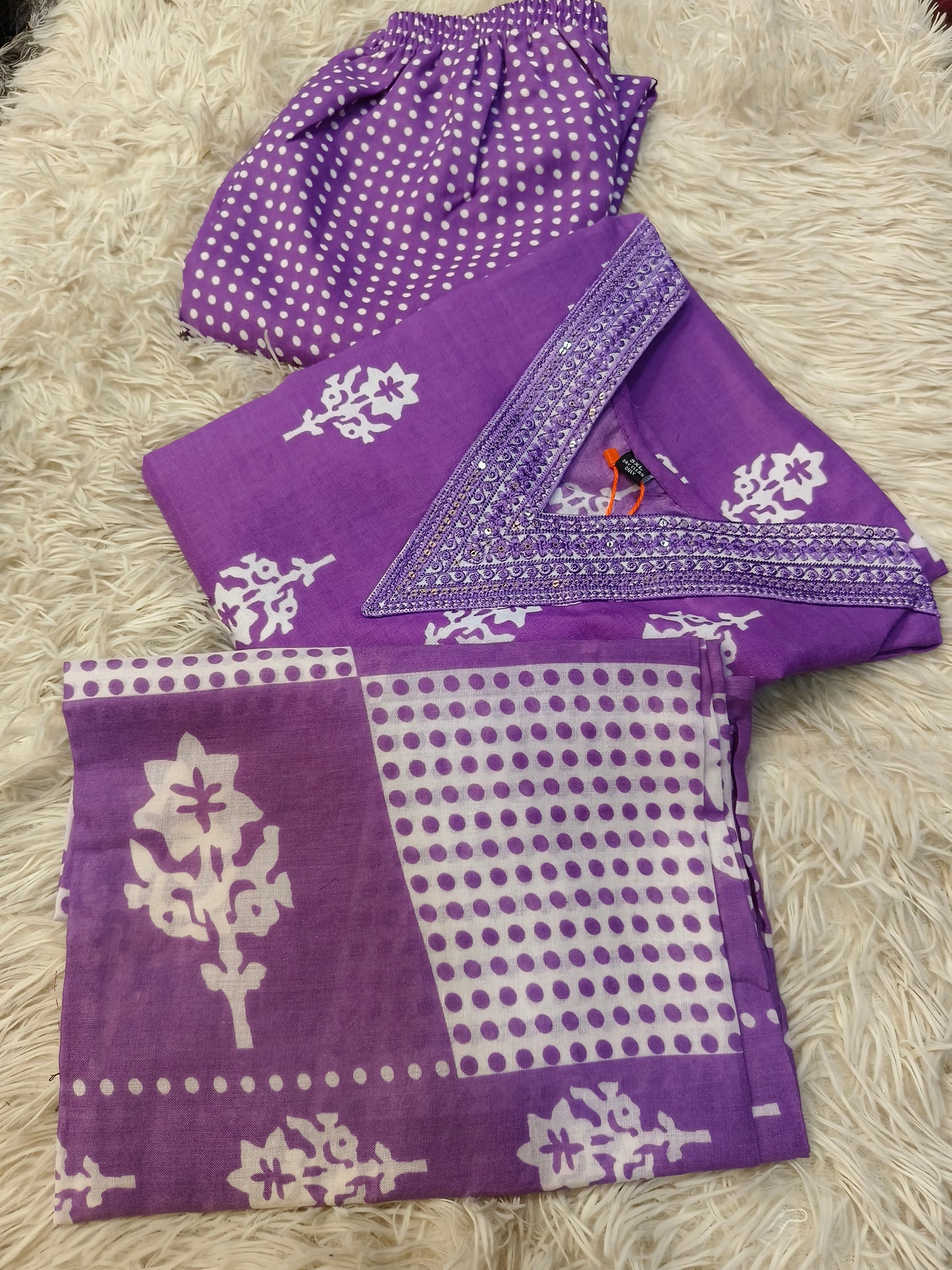 Purple cotton sets with duppata