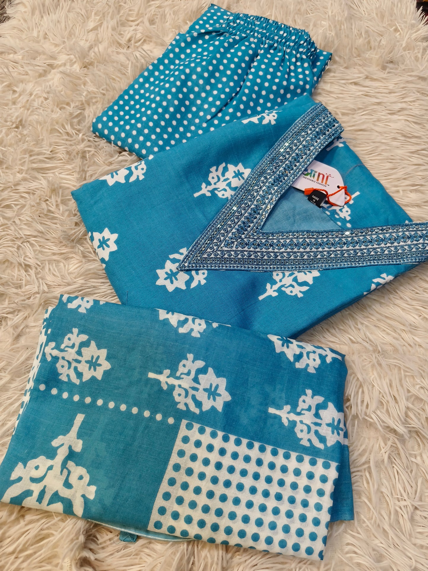 Blue cotton sets with duppata
