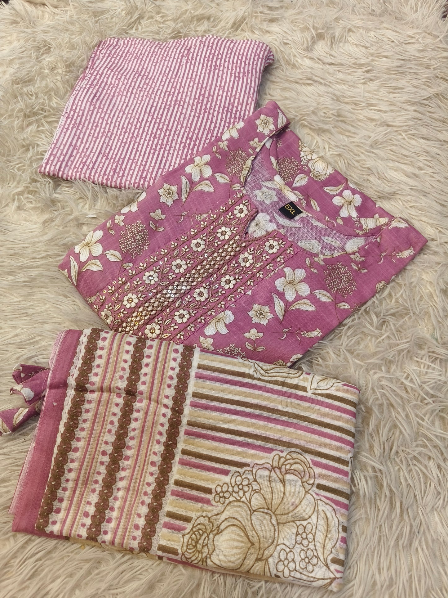 Pink cotton sets with duppata