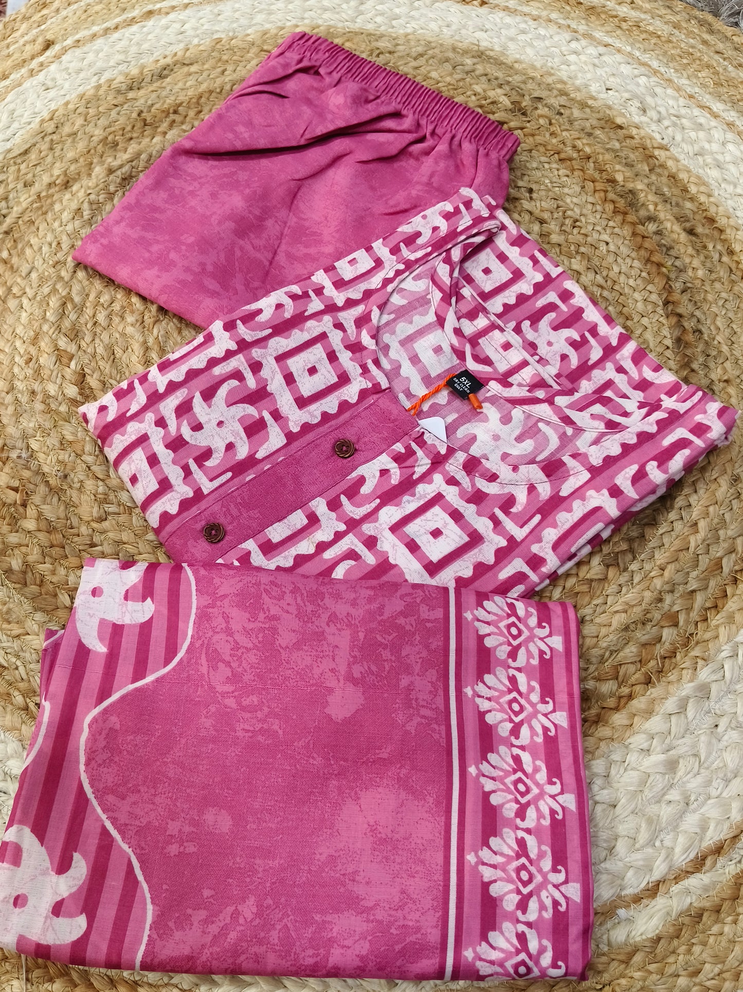 Pink cotton sets with duppata