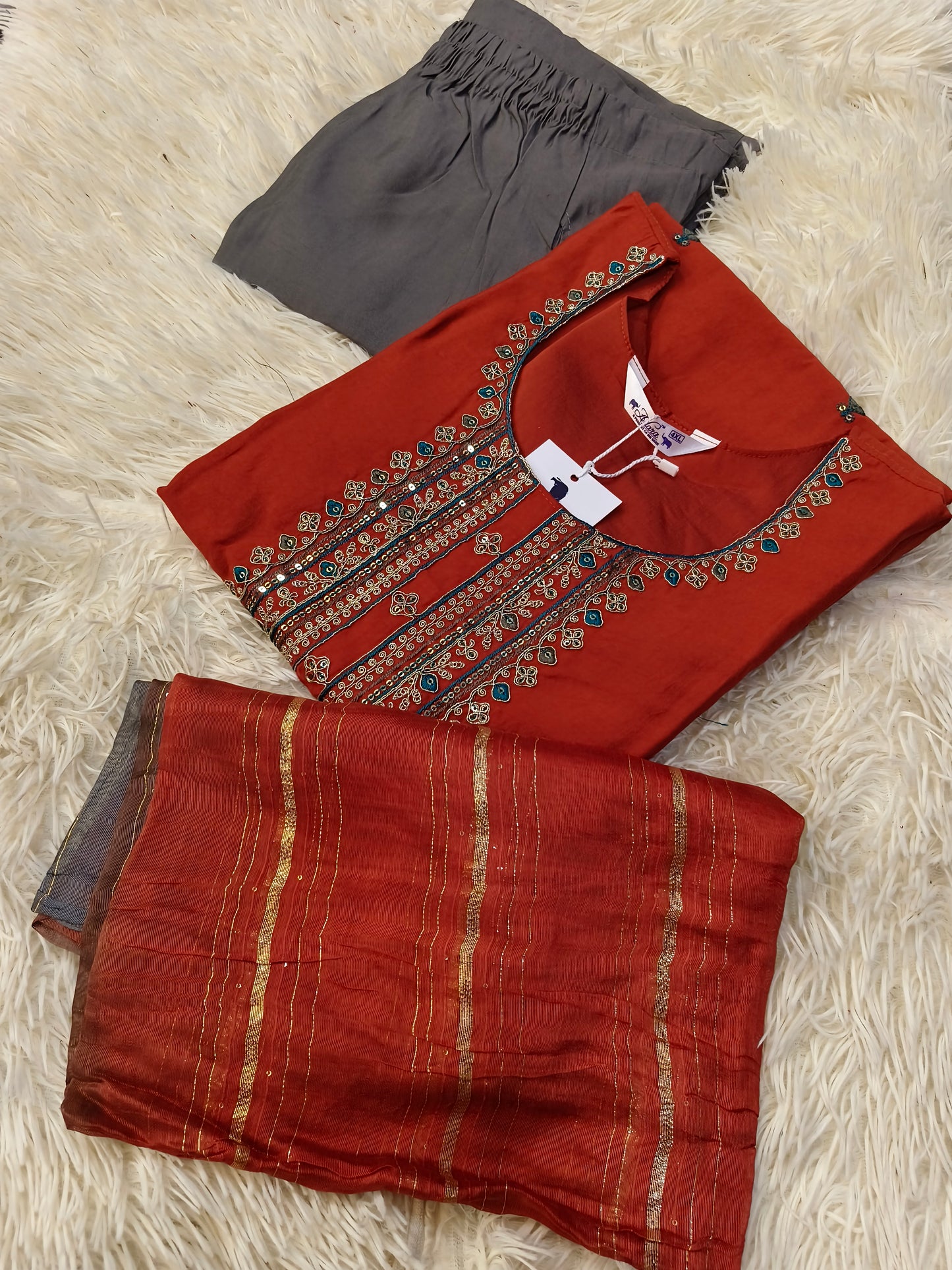 Orange Designer straight cut suit