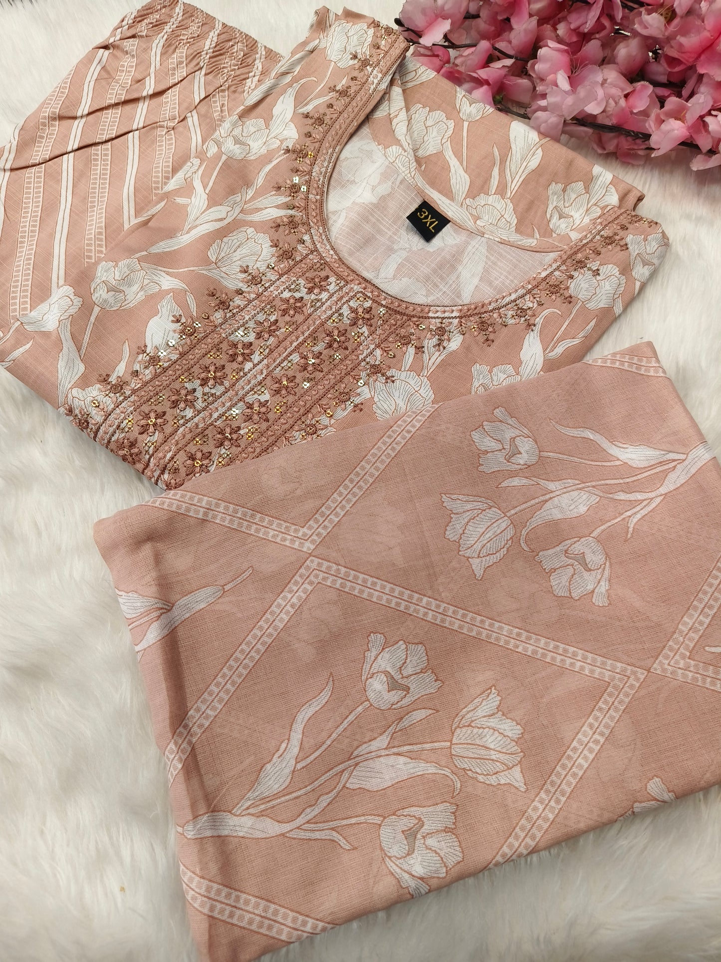 Light brown cotton sets with duppata