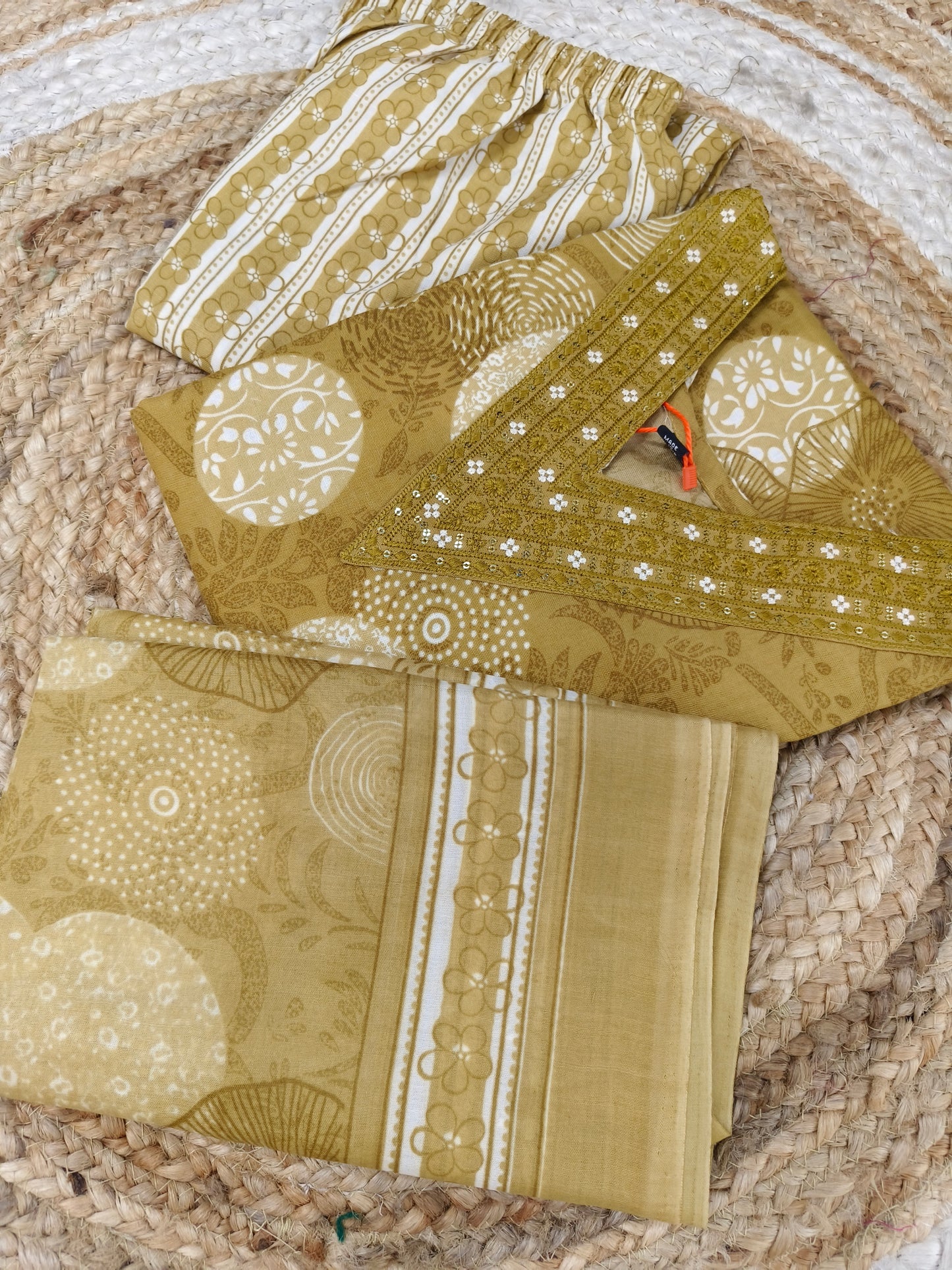 Yellow Cotton sets with duppatta