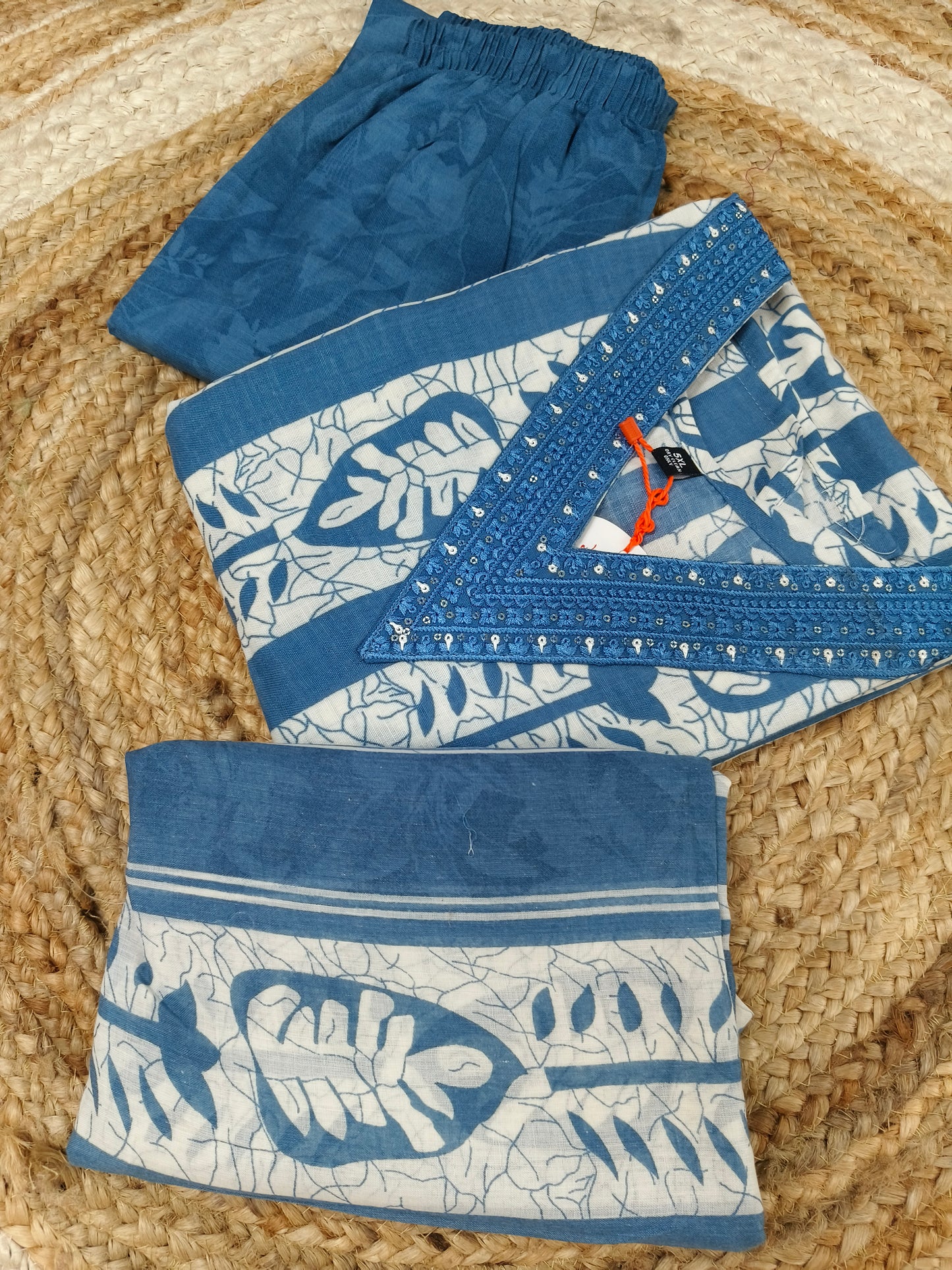 Blue Cotton sets with duppatta