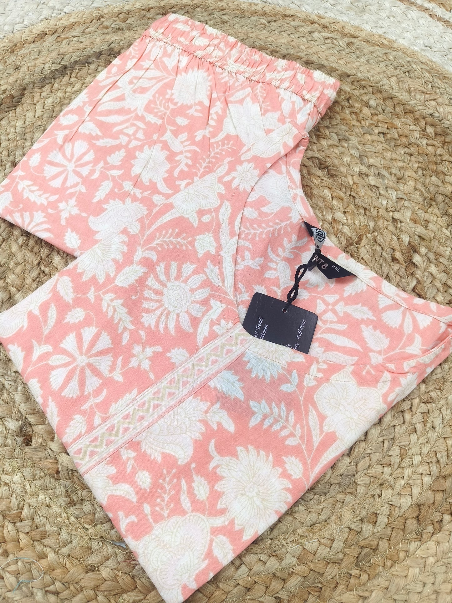 Light Peach cotton Short Top & Bottom (XXL)