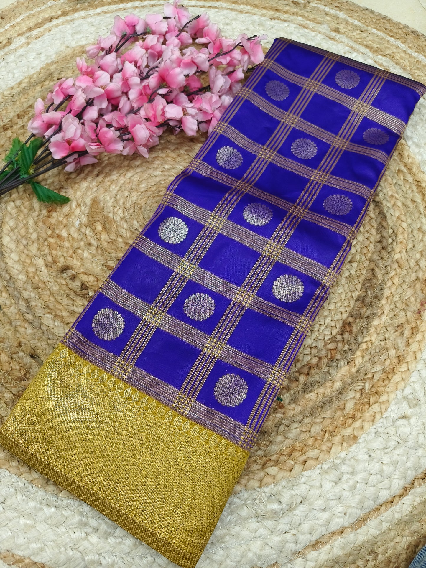 Royal Blue Semi silk saree
