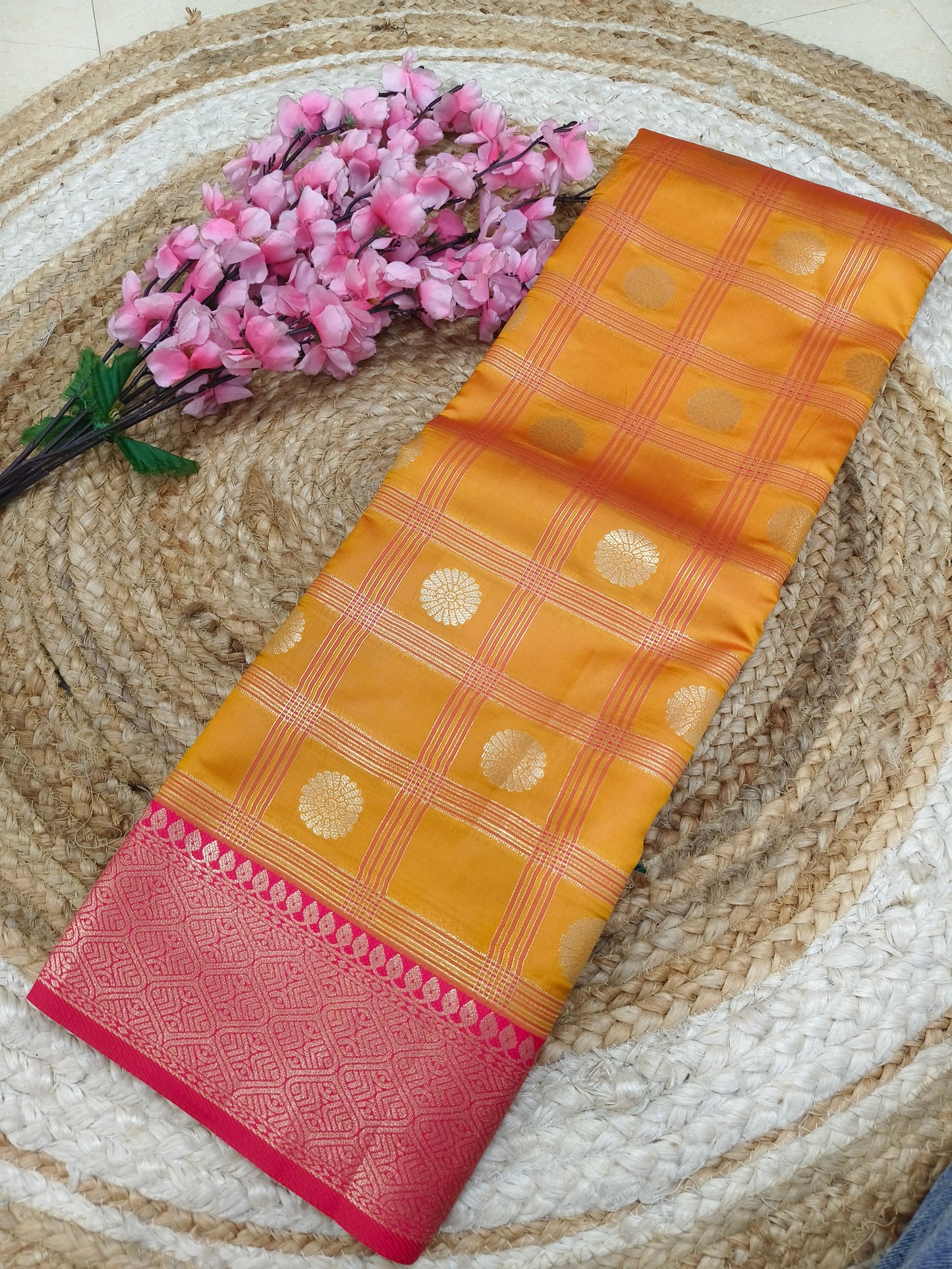 Yellow Semi silk saree