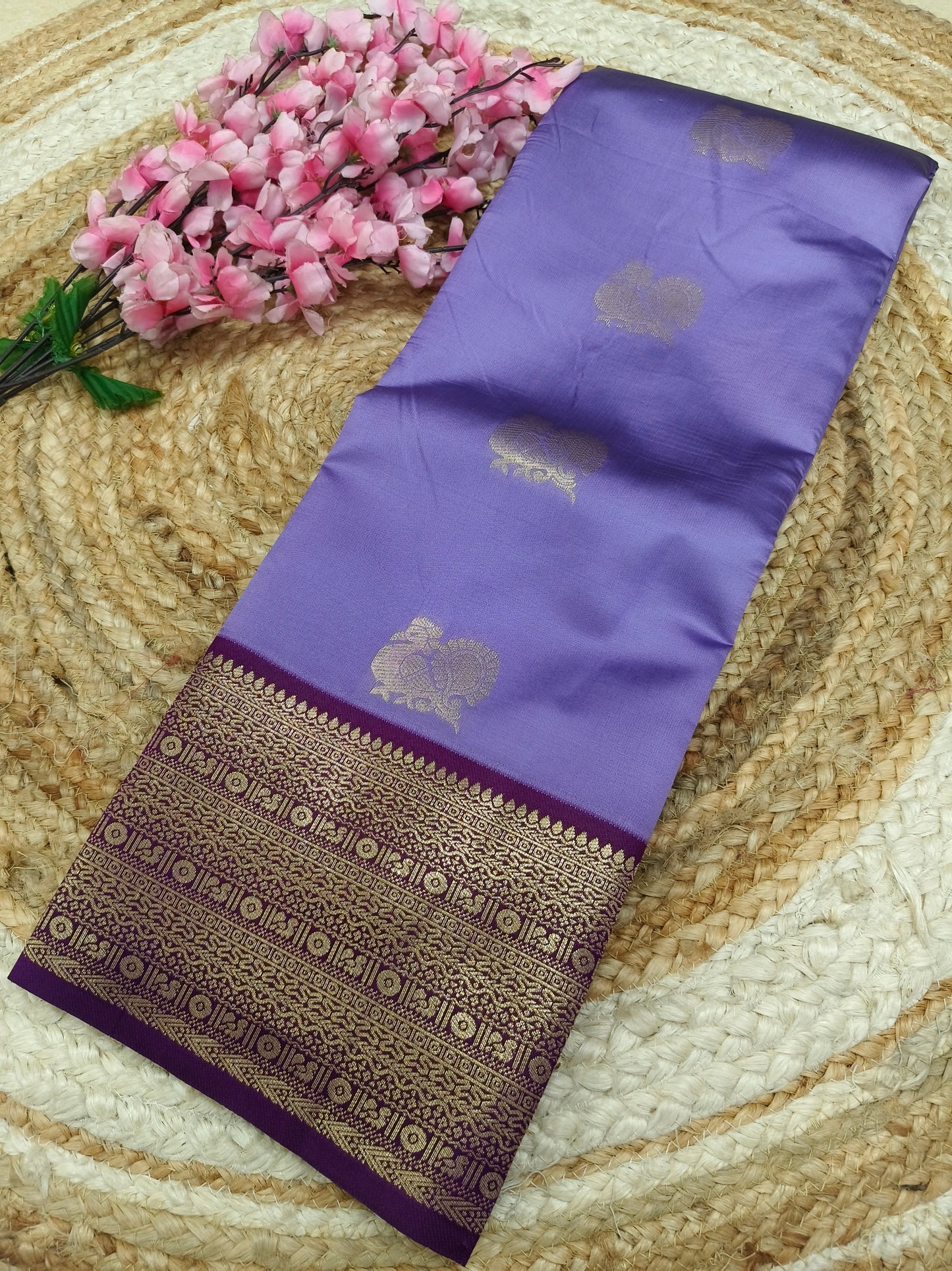 Purple with Wine Semi silk saree