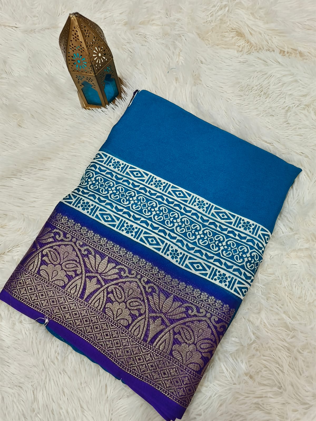 Blue with purple Viscous Georgette saree