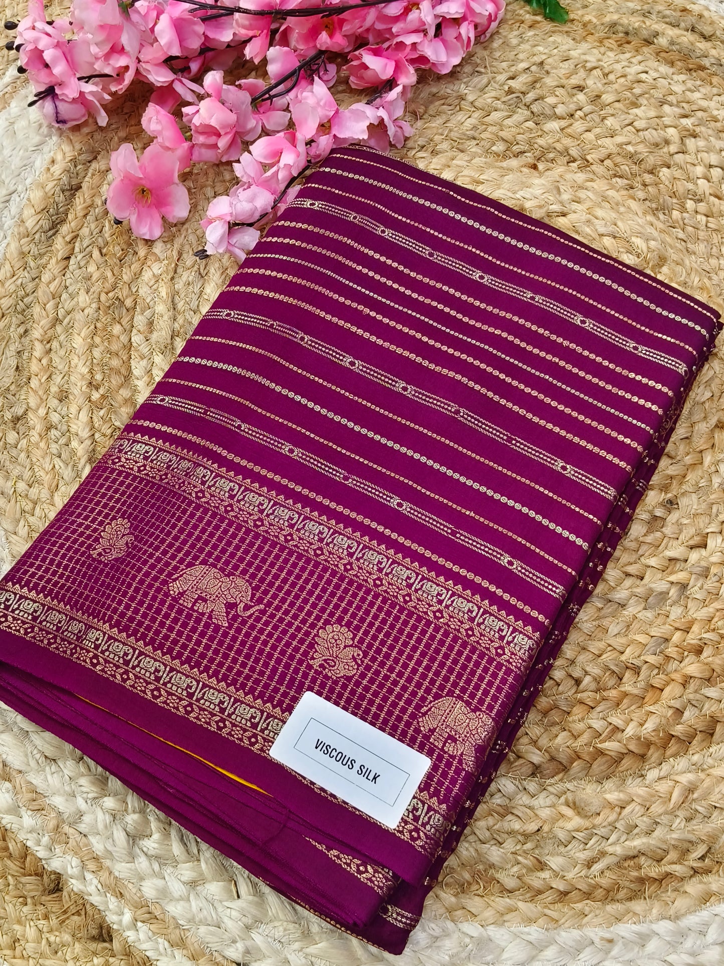 Wine viscous silk saree