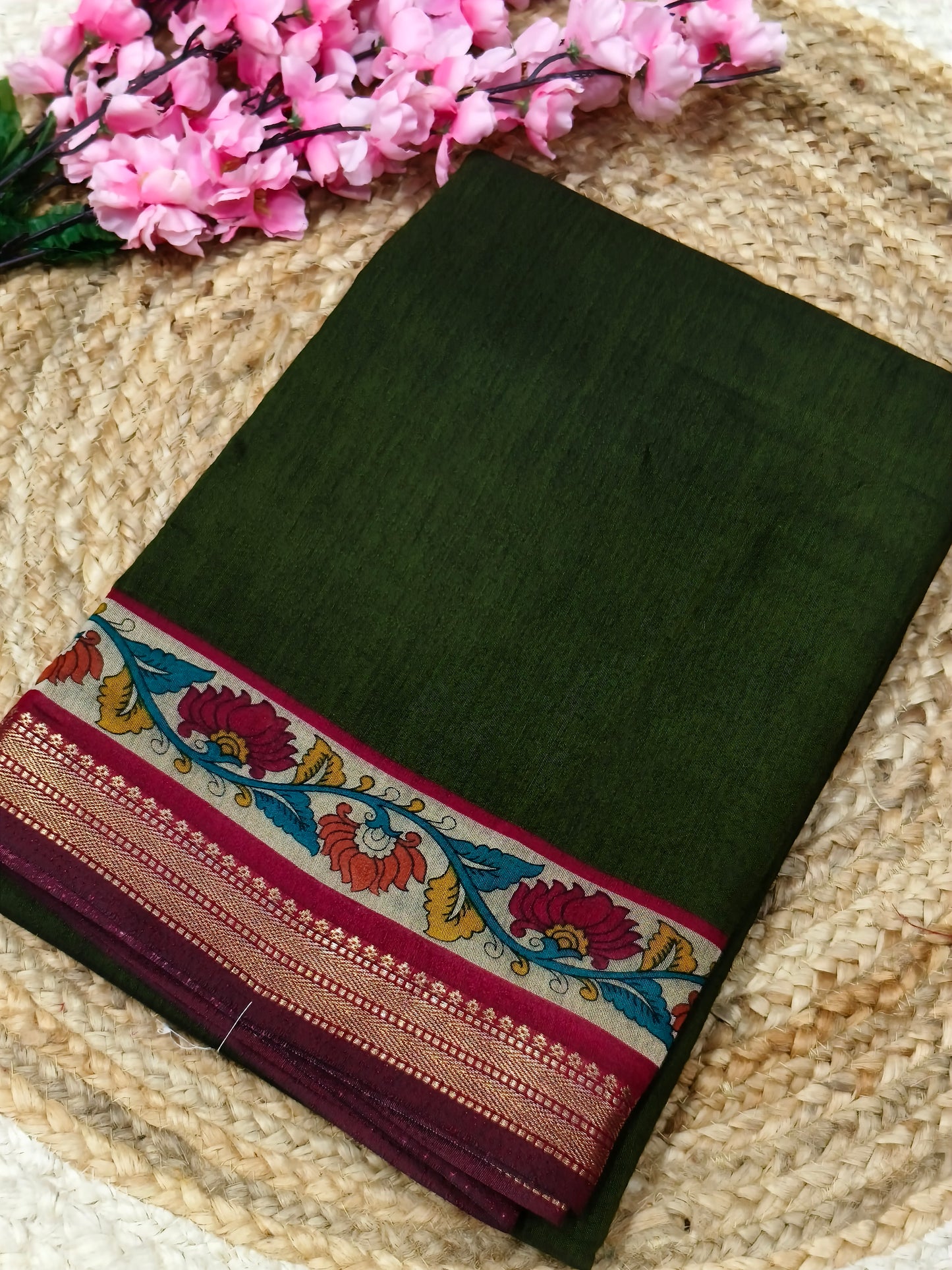 Green chanderi silk saree