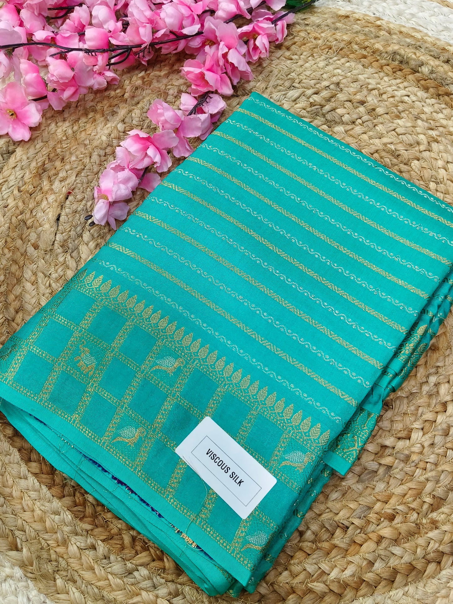 Sea Blue viscous silk saree