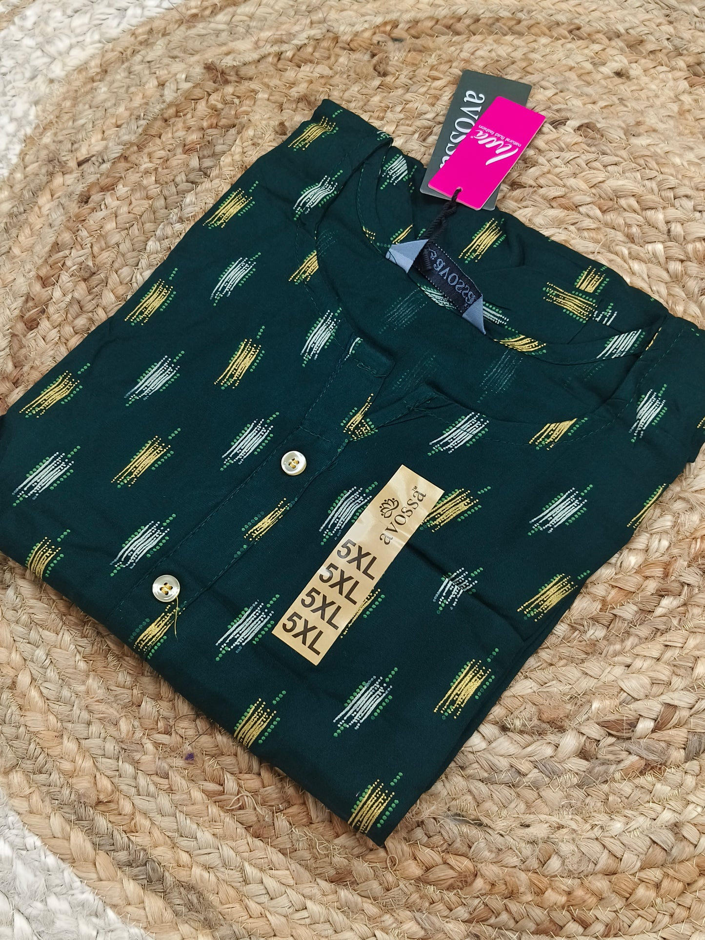 Green Rayon straight kurta (l