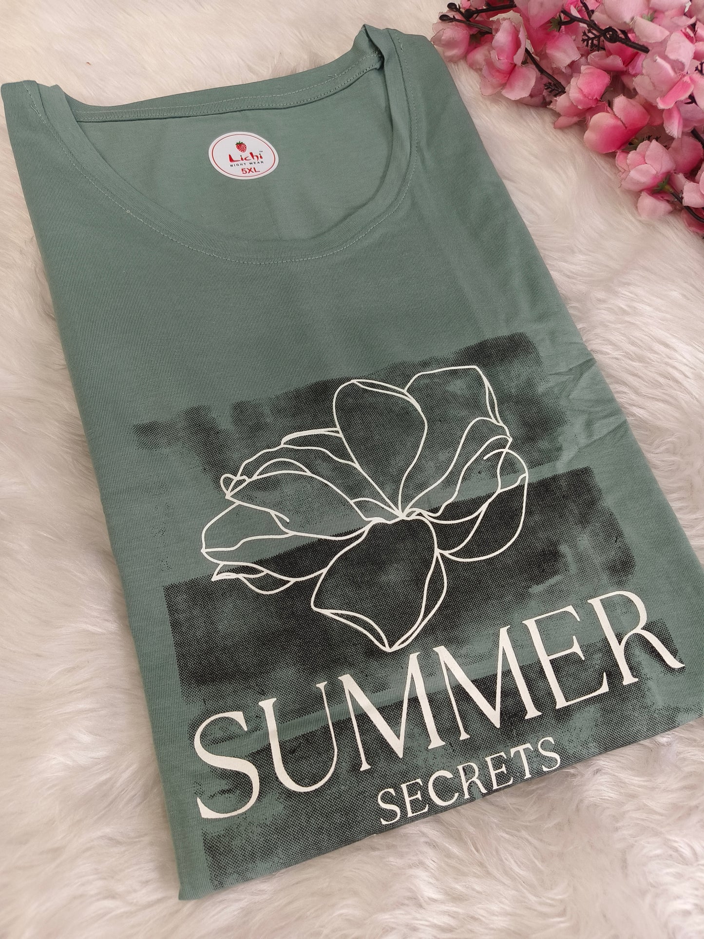 Mint Green cotton T-shirt 5XL