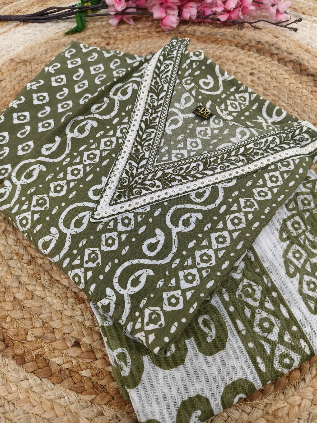 Green Cotton sets with duppatta