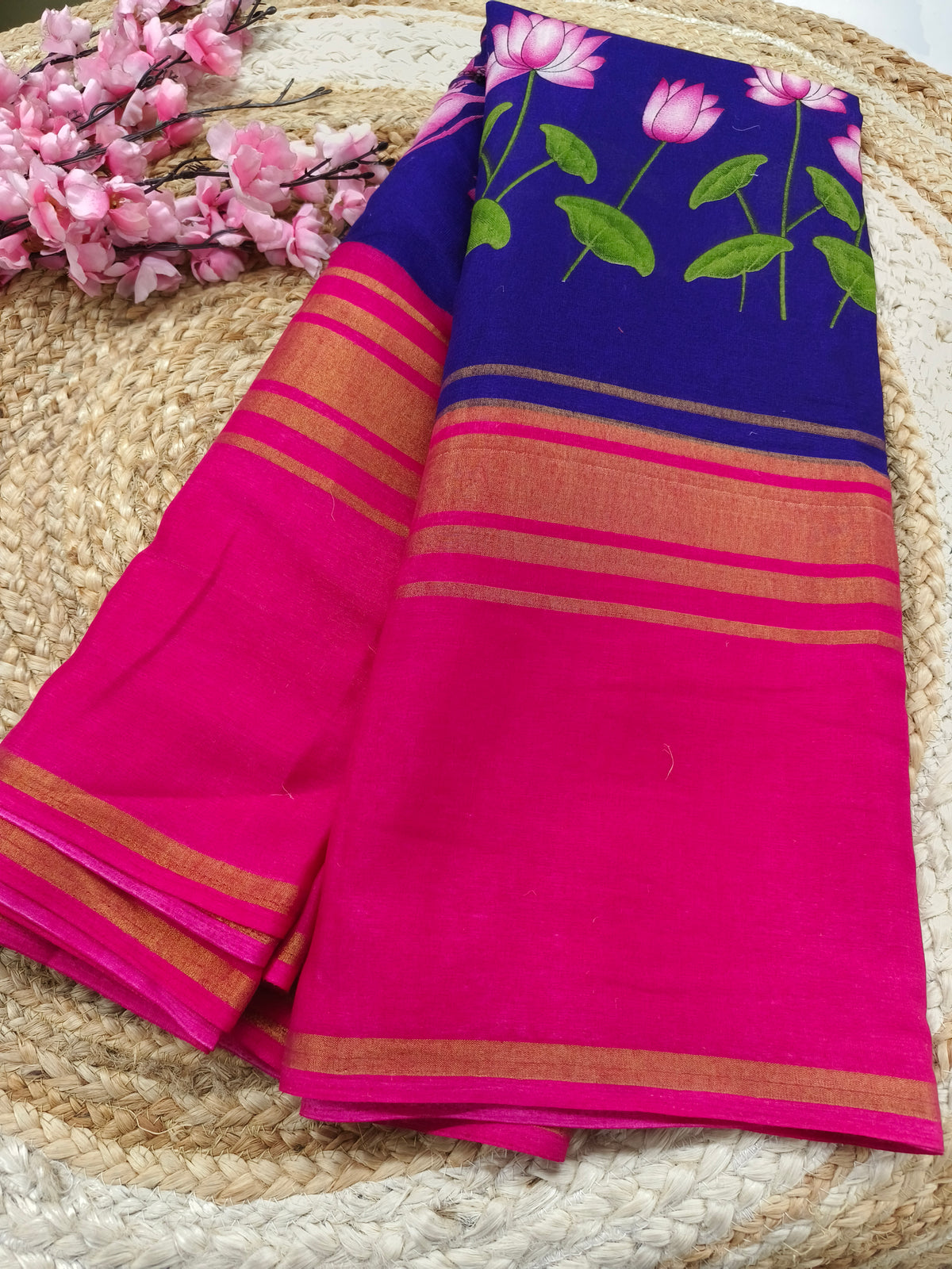 Purple with Pink Dola silk saree