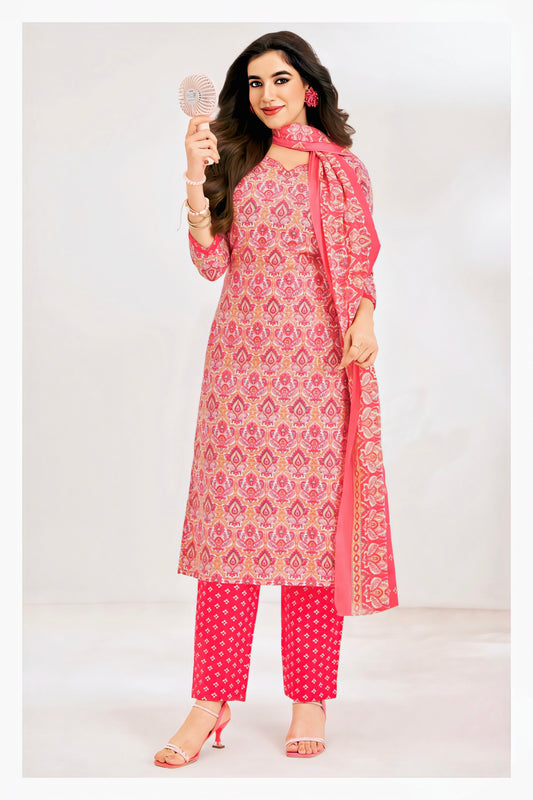 Light peach pure cotton suits
