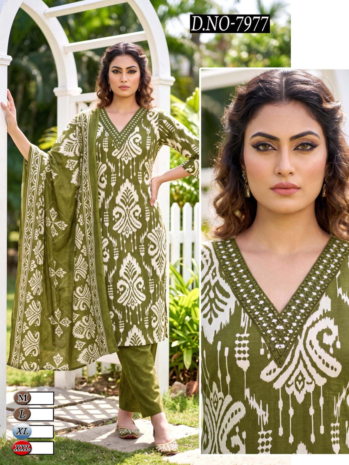 Green Cotton sets with duppatta