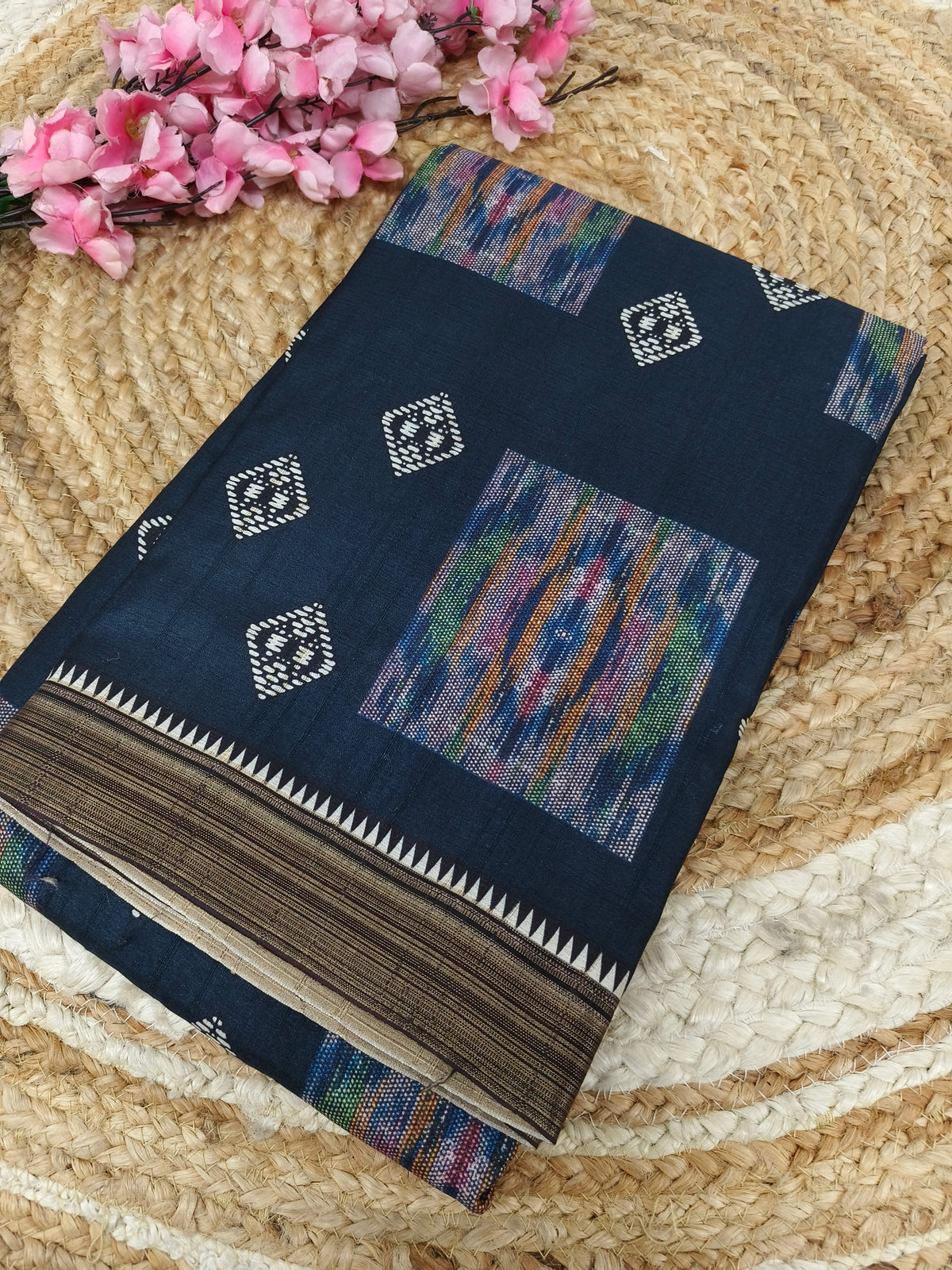 blue Vintage Patchwork Royal Heritage Printed Saree
