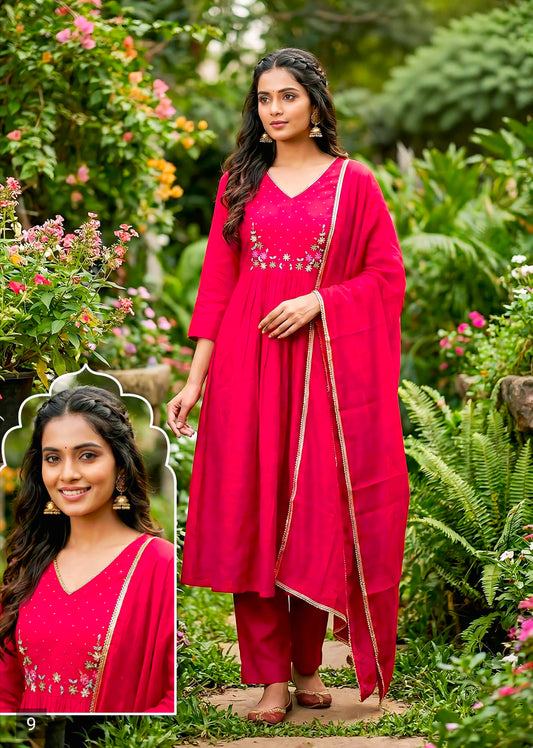 Pink designer Aline suit