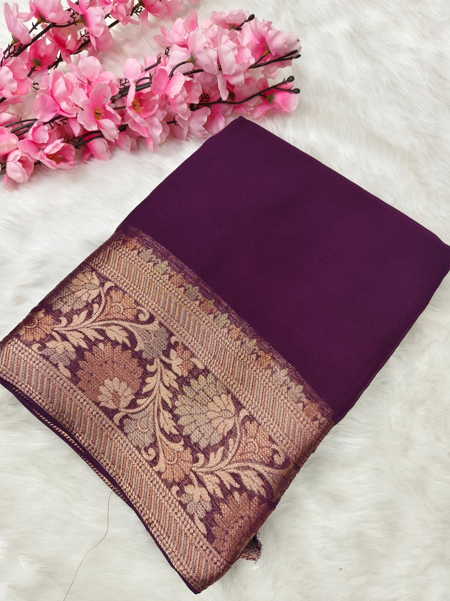 Dark Wine Chiffon saree