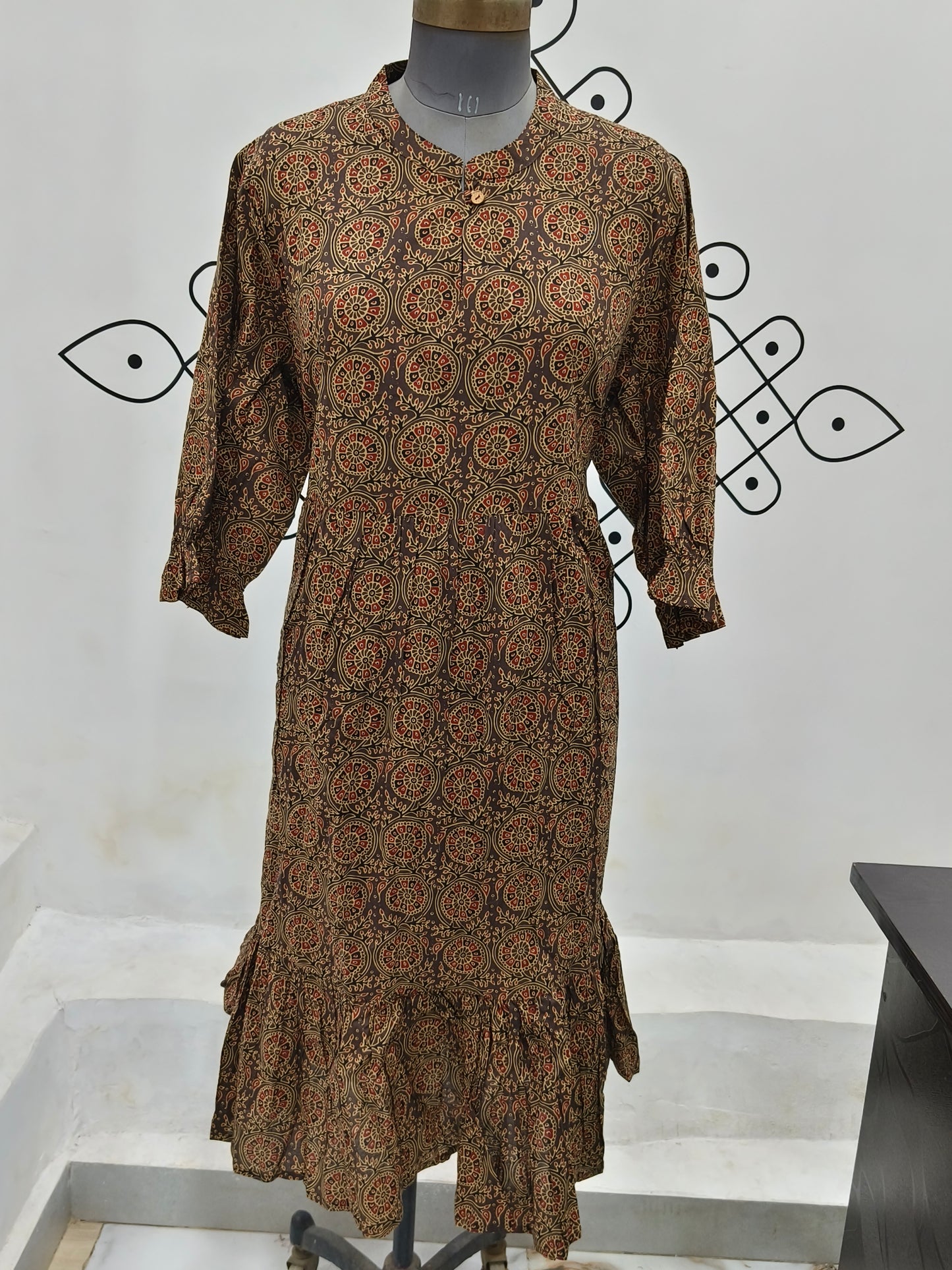 Beige pure cotton Anarkali Top