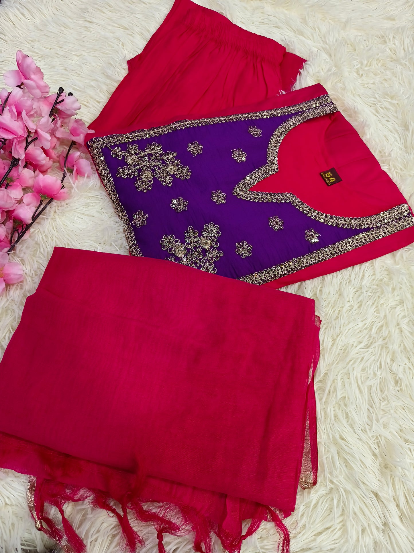 Pink with Purple designer suit