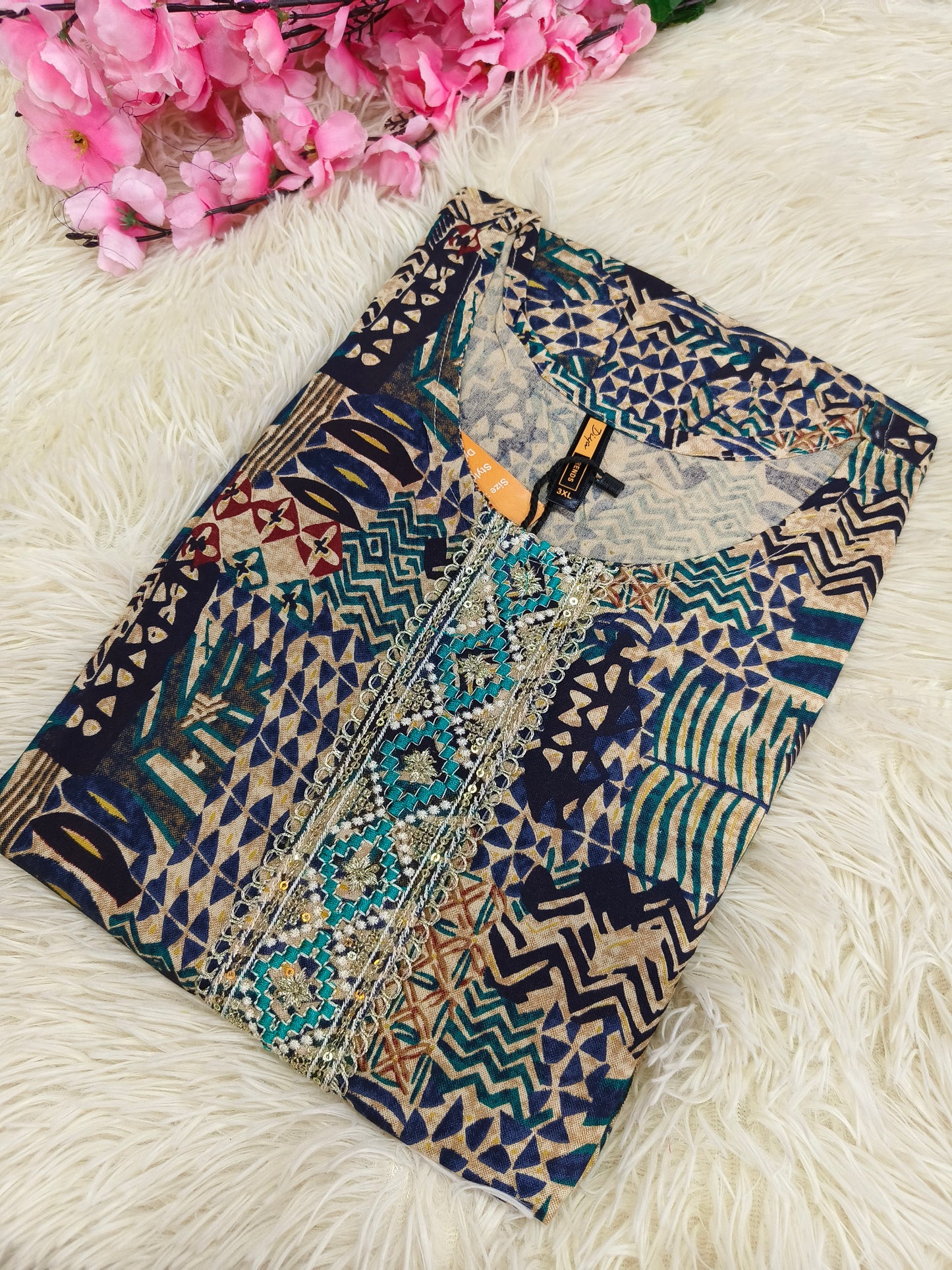 Multi colour Designer Rayon Kurti