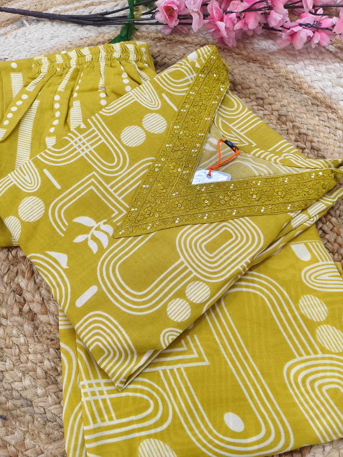 Yellow Cotton sets with duppatta
