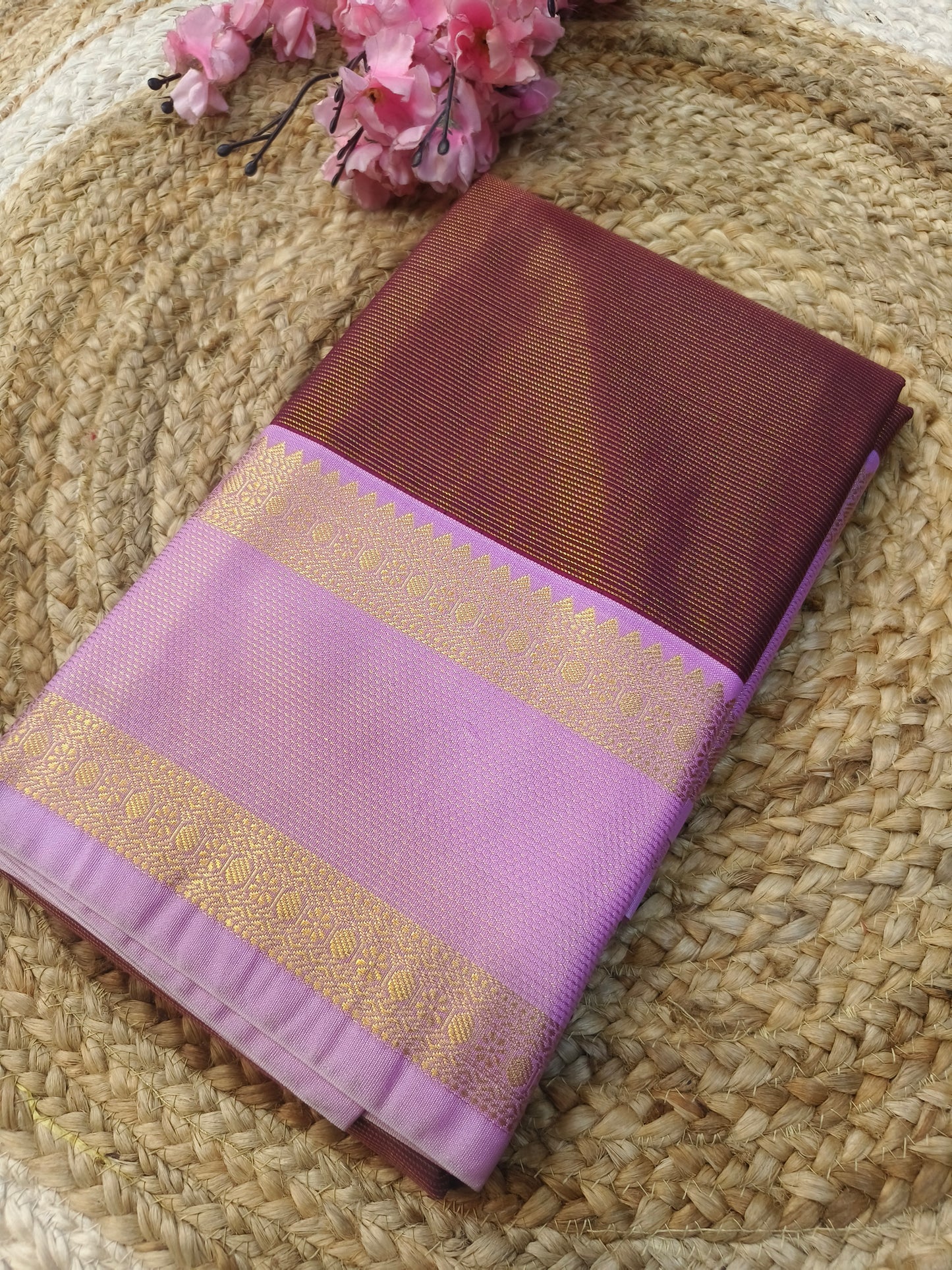 Maroon with Pink kanjivaram silk saree
