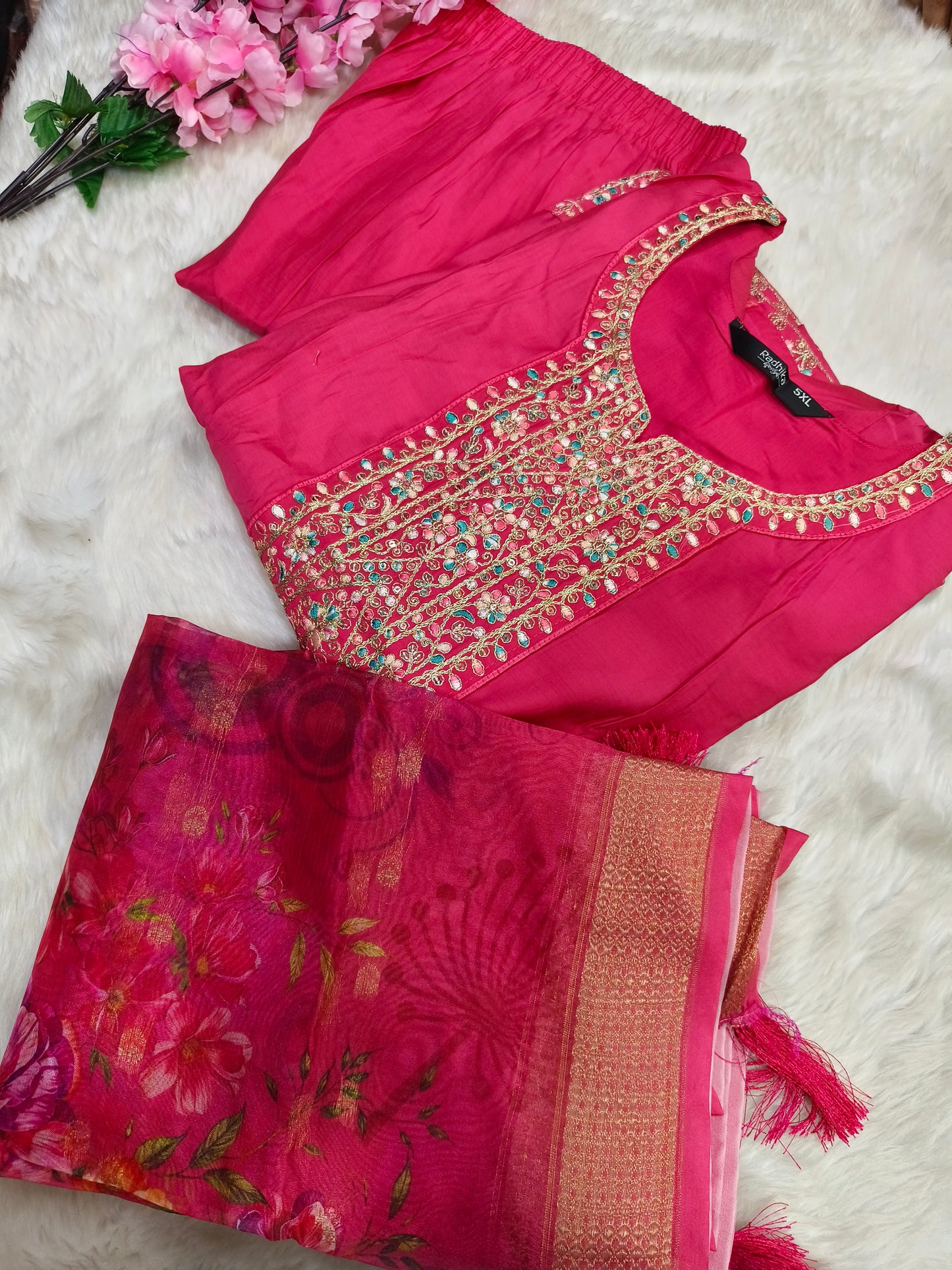 Pink designer anarkali suit