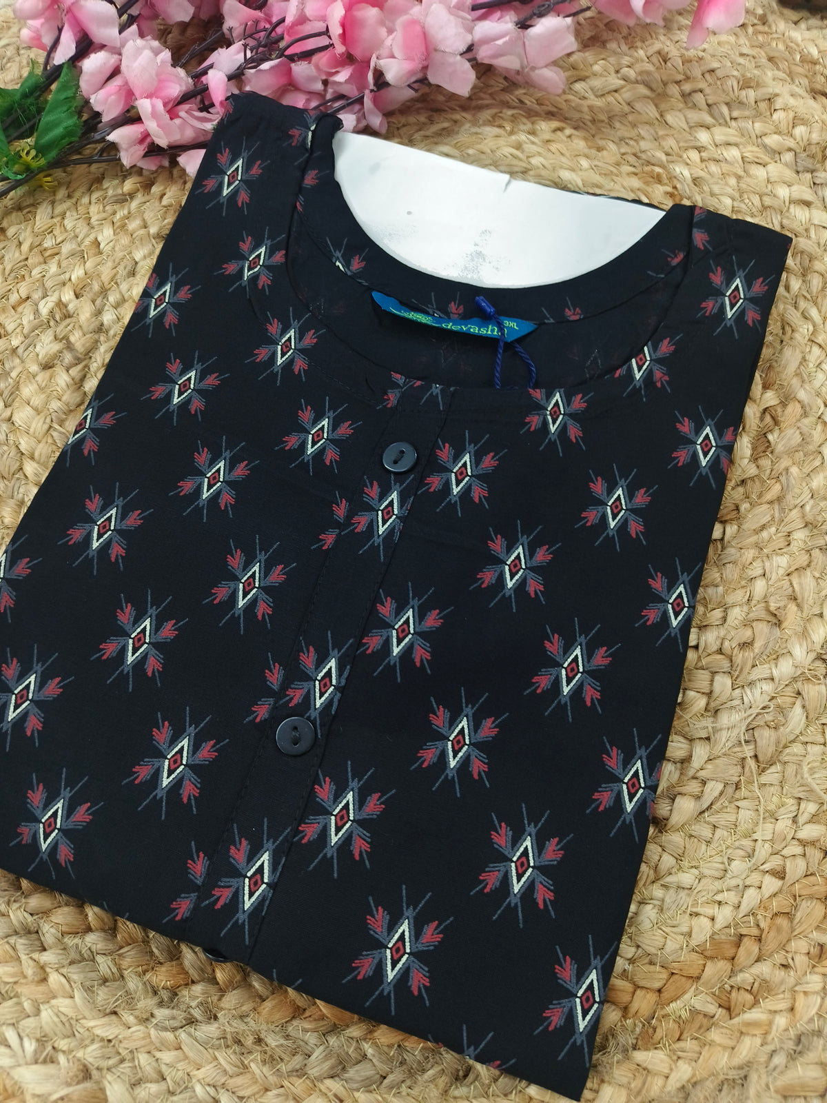 Black Rayon straight kurta