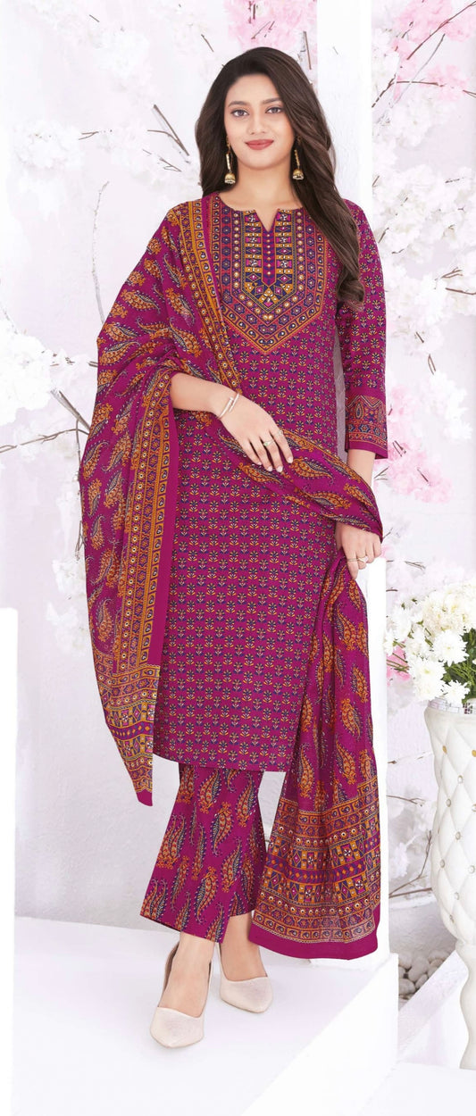 Magenta pure cotton suits