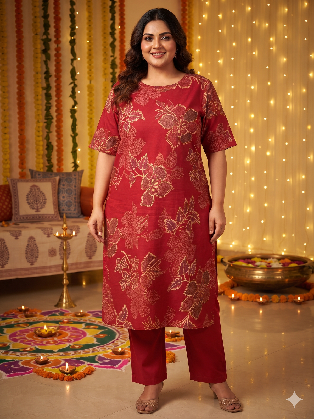 Maroon Rayon straight kurta