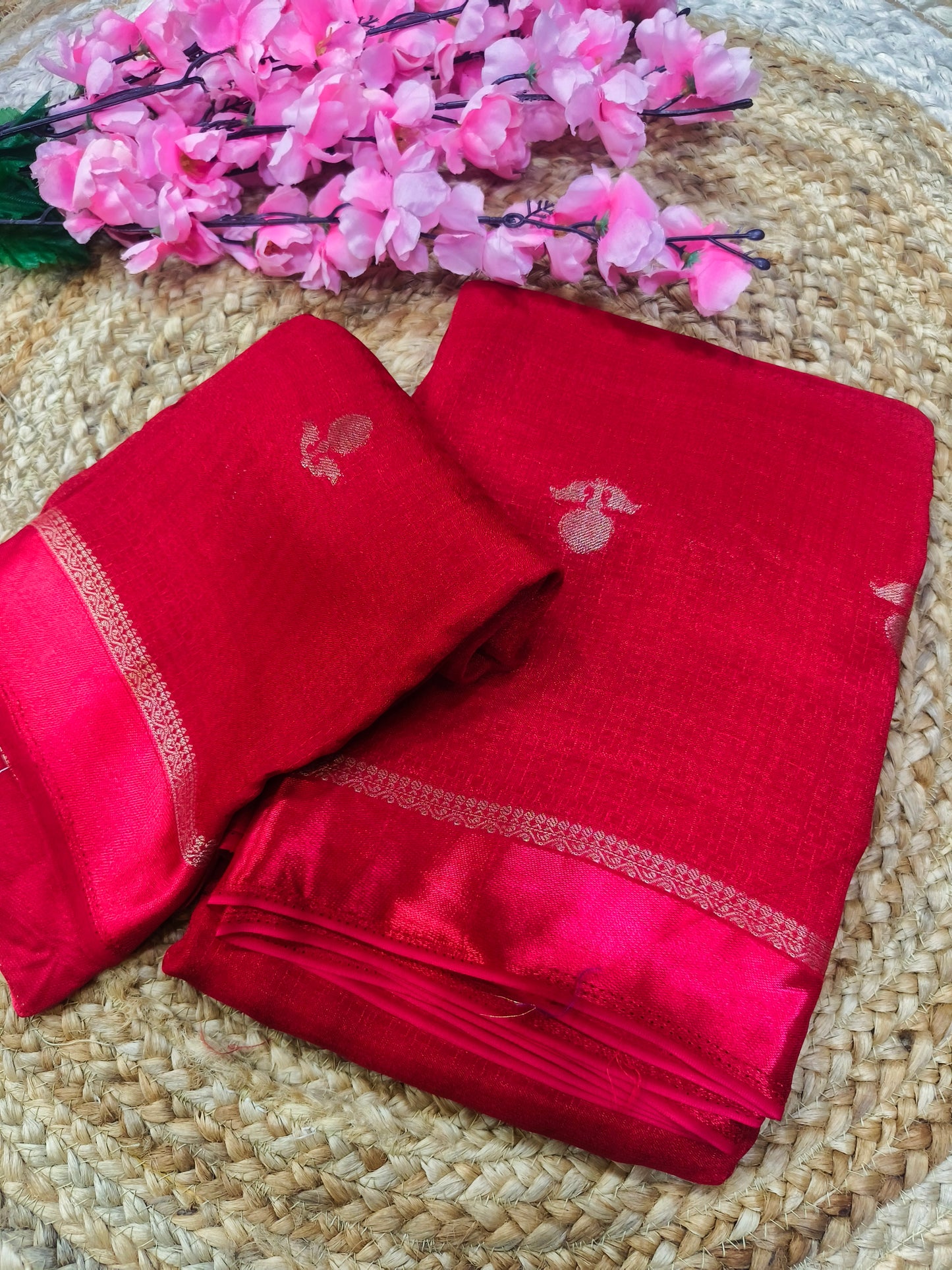 Red Viscose silk saree