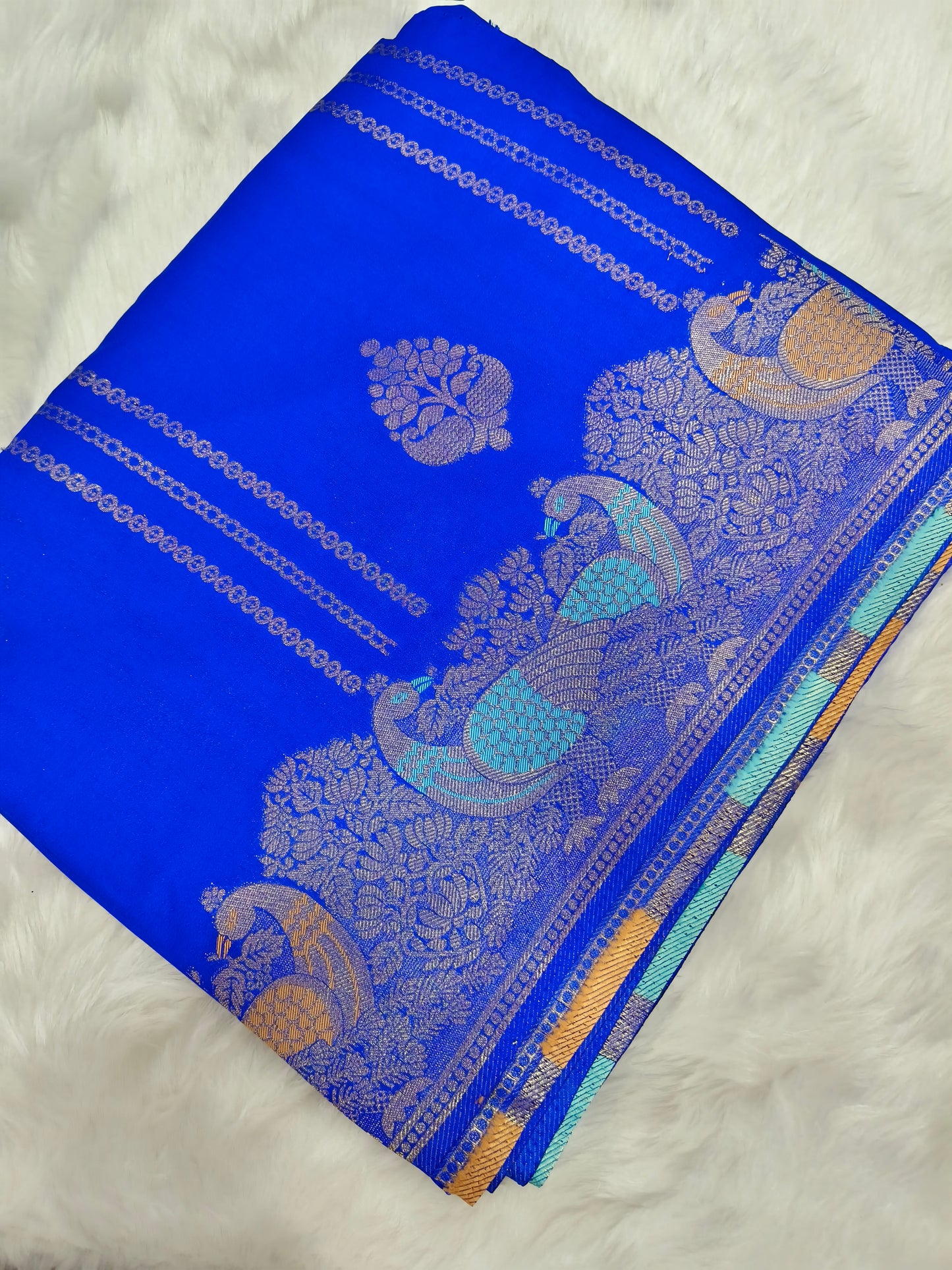 Royal blue silk saree