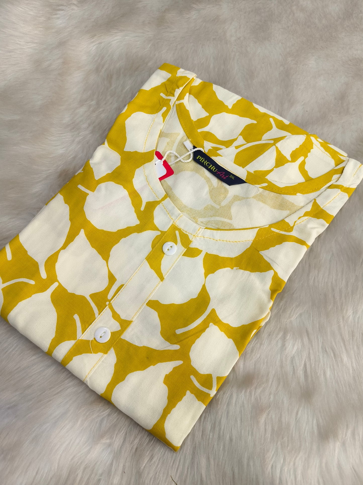 Yellow Designer Rayon Kurti