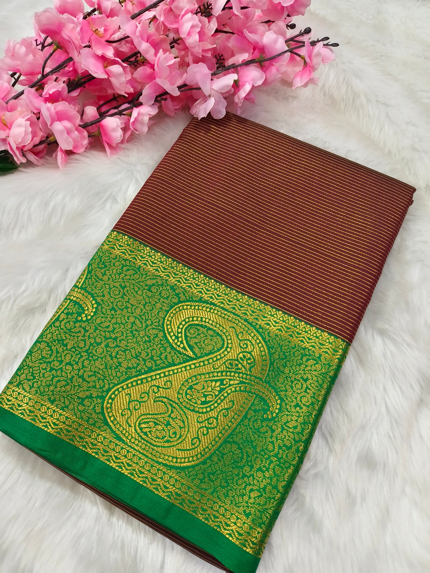 Brown kanjivaram silk saree