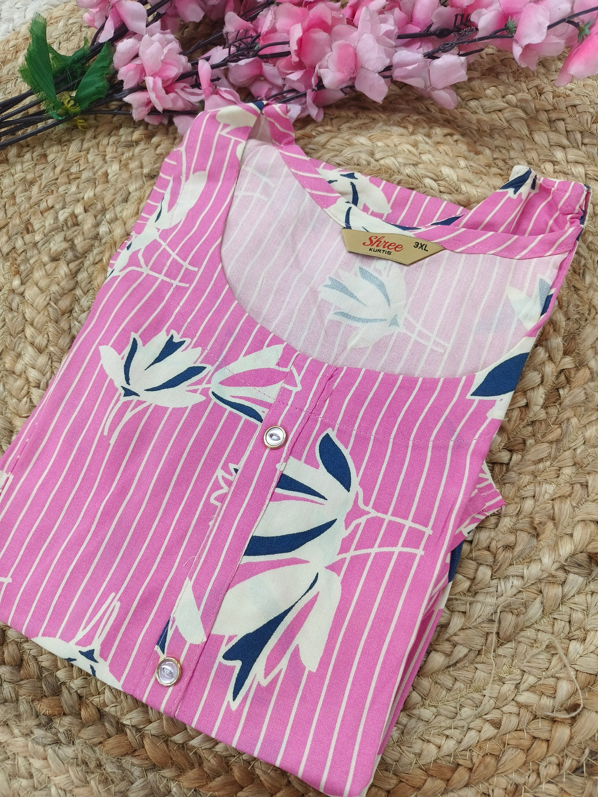 Pink Rayon straight kurta