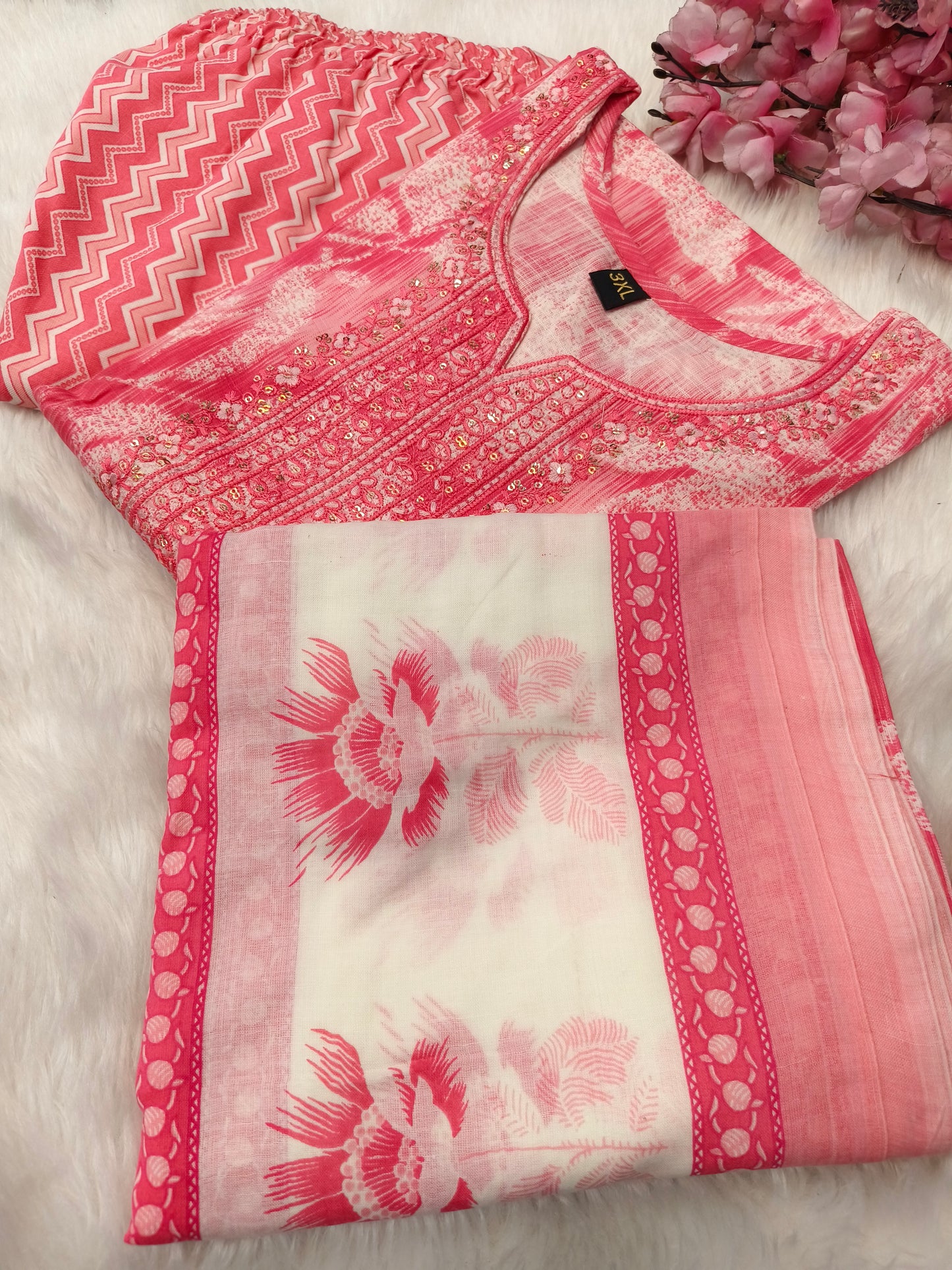 Pink Pure cotton side cut set