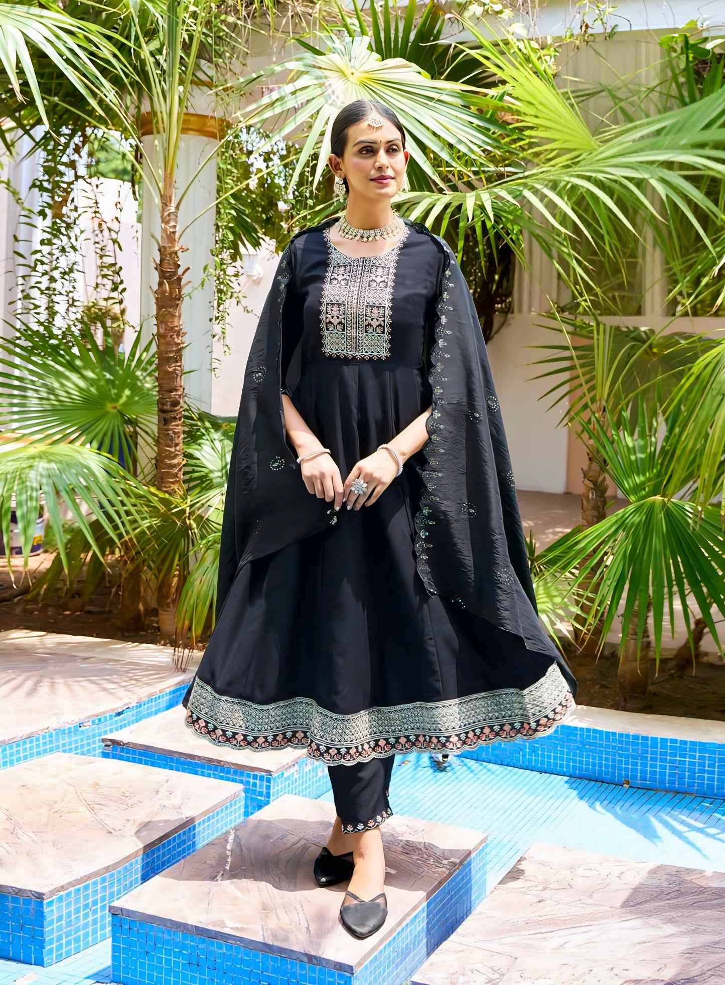 Black designer Anarkali dress