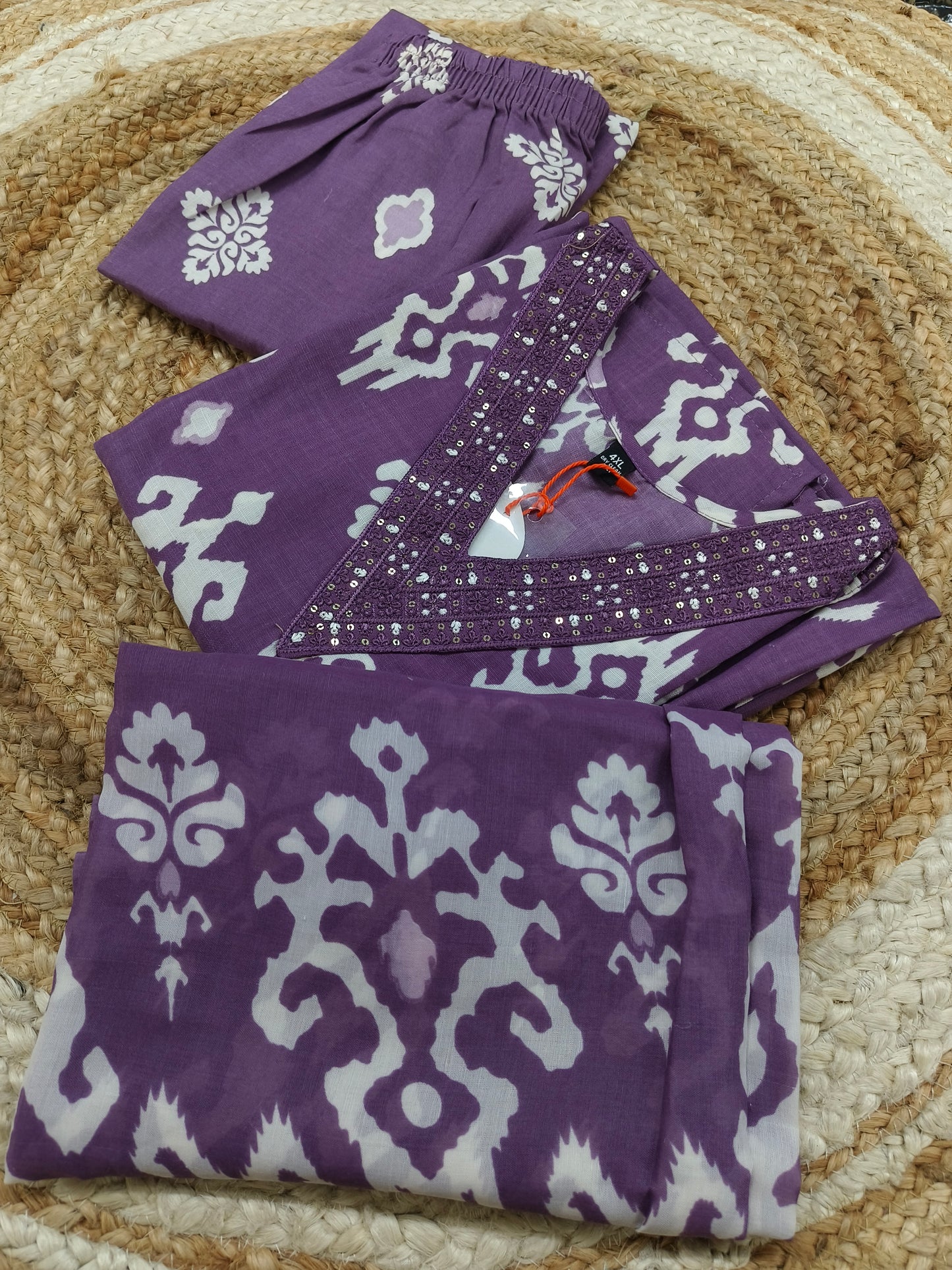 Lavender Cotton sets with duppatta