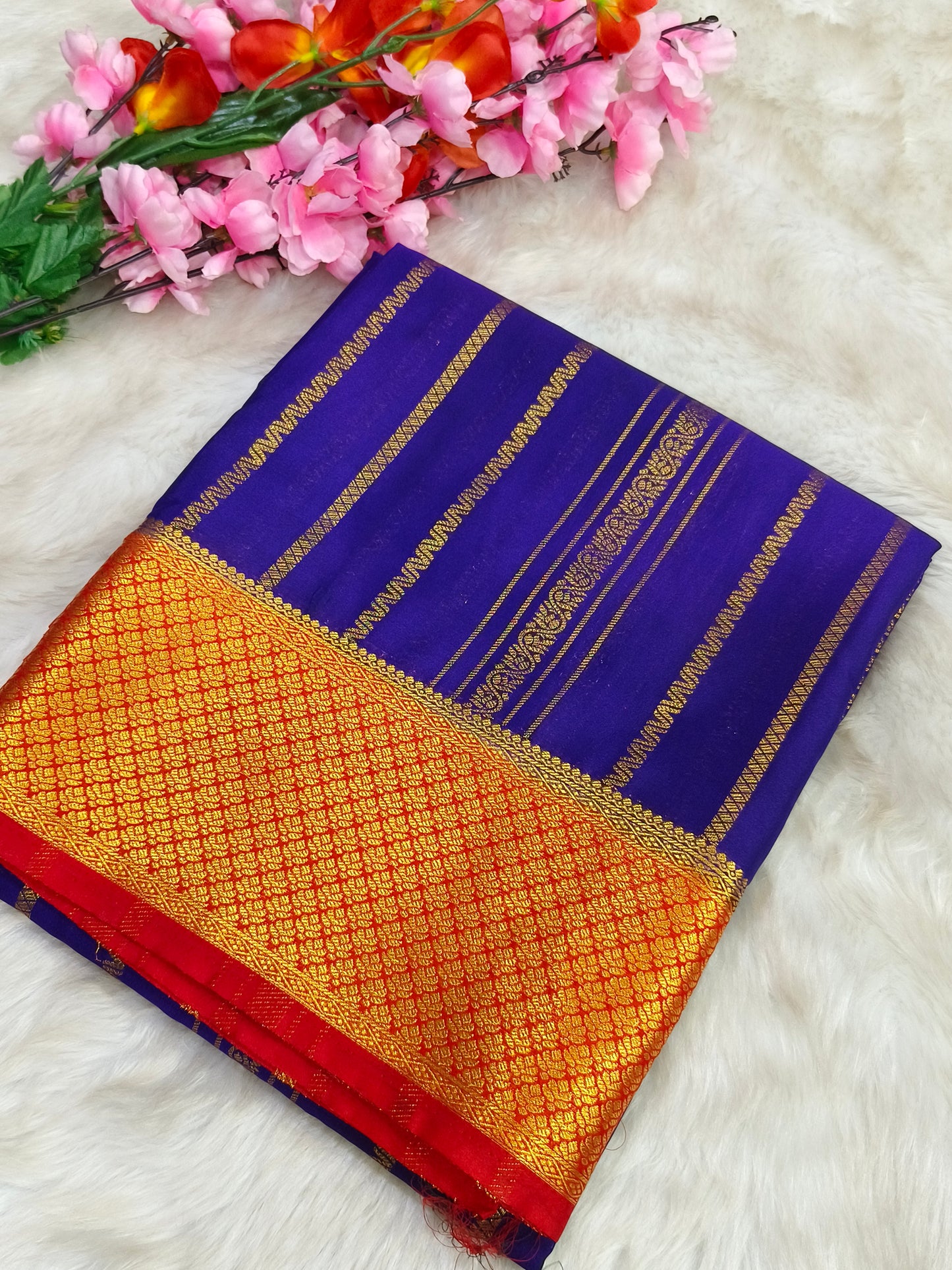 Purple Georgette crepe silk saree